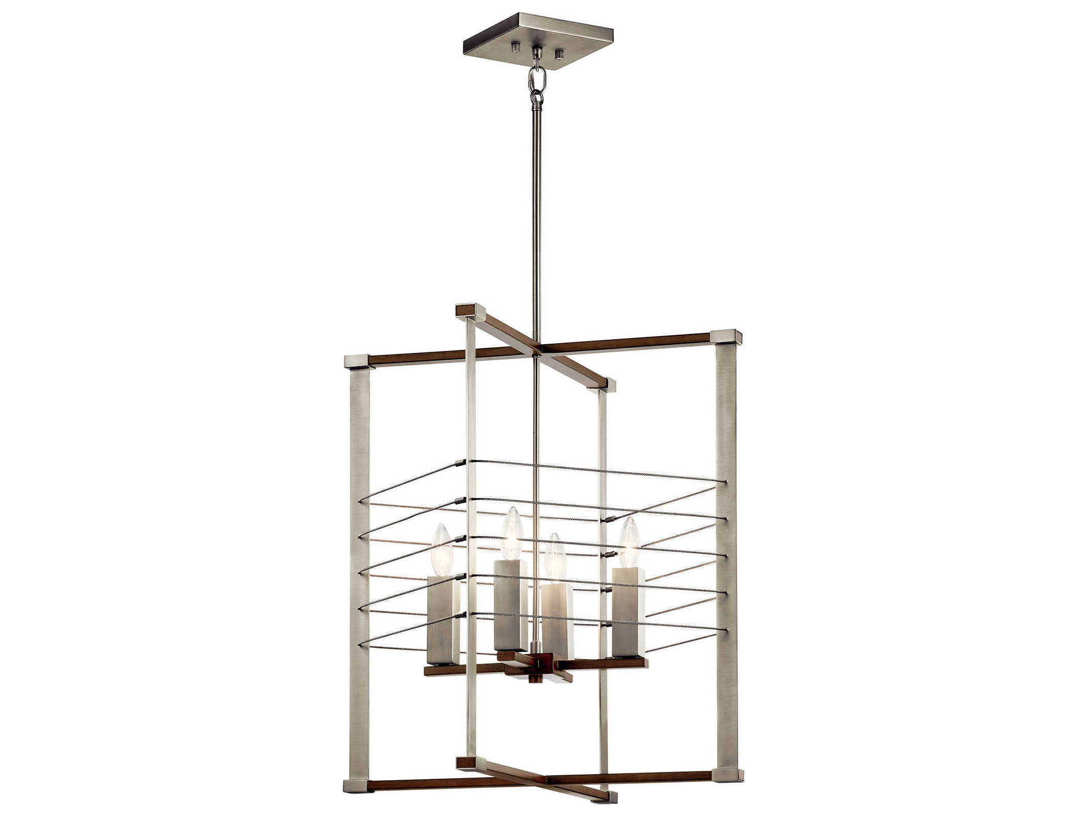 Kichler Lente 4-Light Brushed Nickel Brown Pendant