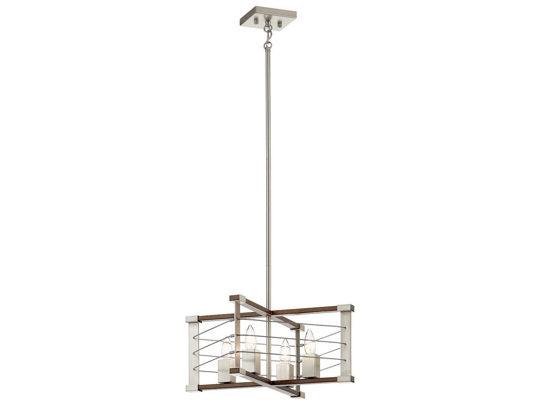 Kichler Lente 4-Light Brushed Nickel Brown Pendant