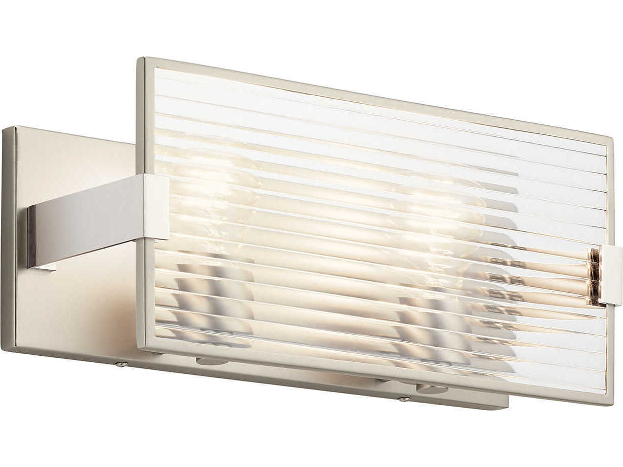 Kichler Logan 2-Light Satin Nickel Glass Vanity Light