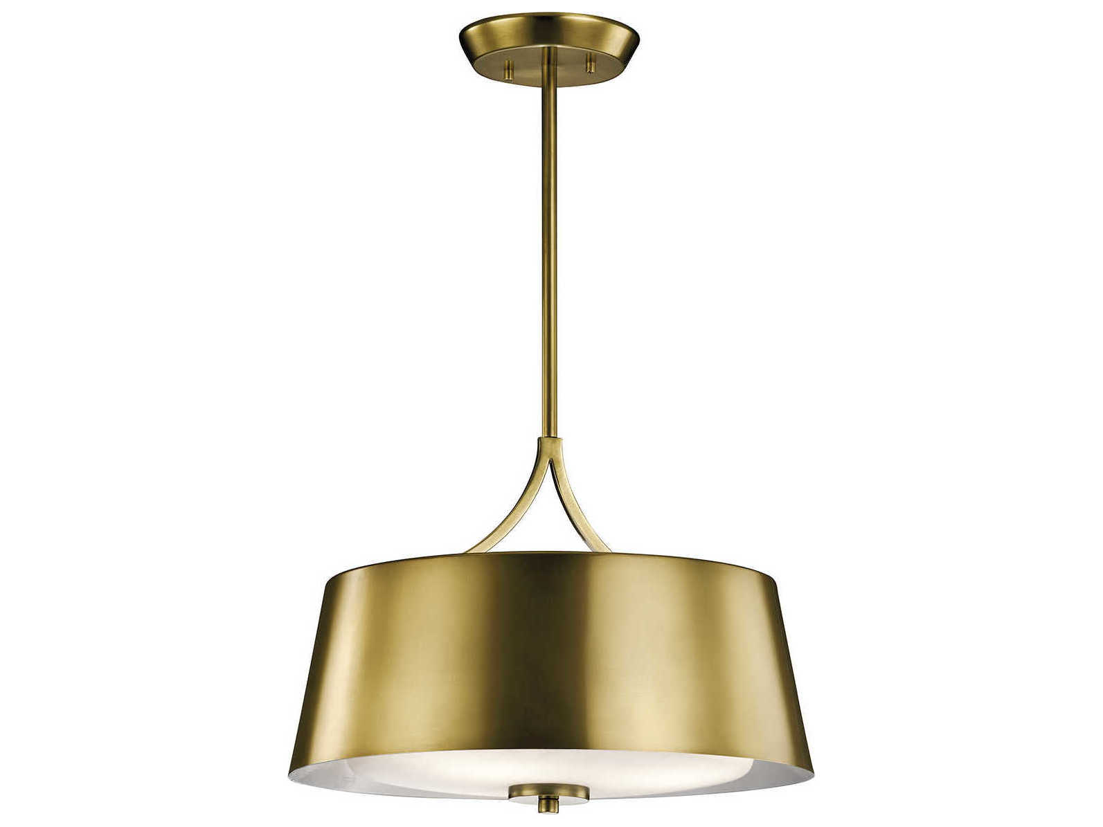 Kichler Maclain 3-Light Natural Brass Glass Cylinder Empire Pendant