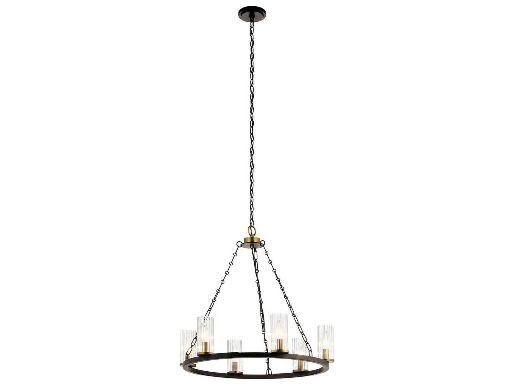 Kichler Mathias 6-Light Olde Bronze Glass Candelabra Cylinder Chandelier