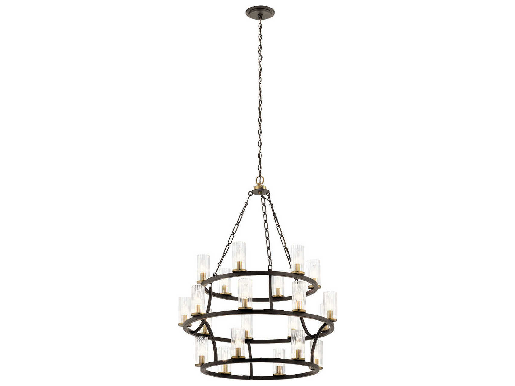 Kichler Mathias 21-Light Olde Bronze Glass Candelabra Cylinder Chandelier