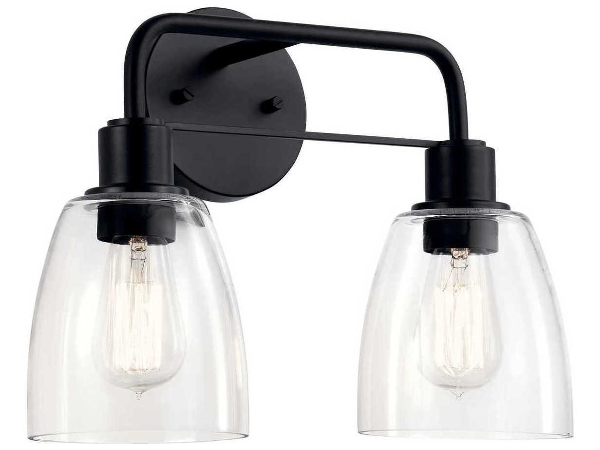 Kichler Meller 2-Light Black Glass Vanity Light