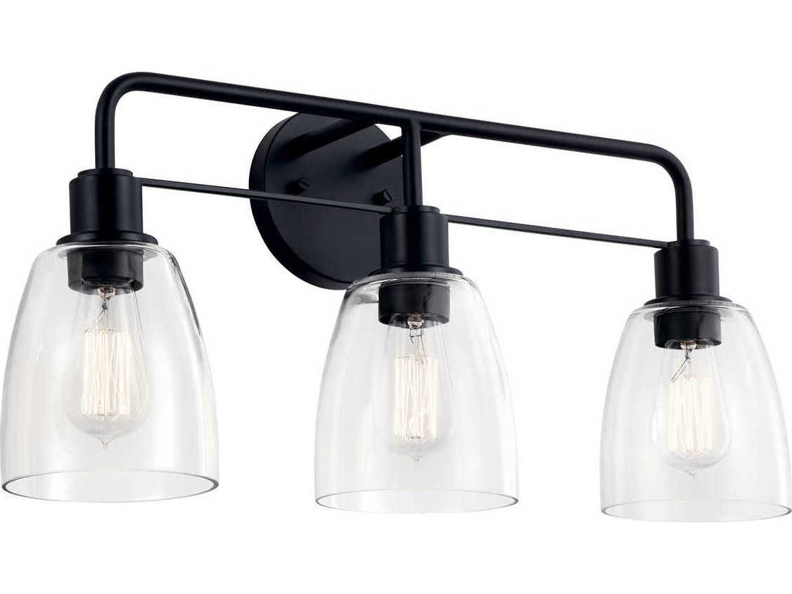 Kichler Meller 3-Light Black Glass Vanity Light