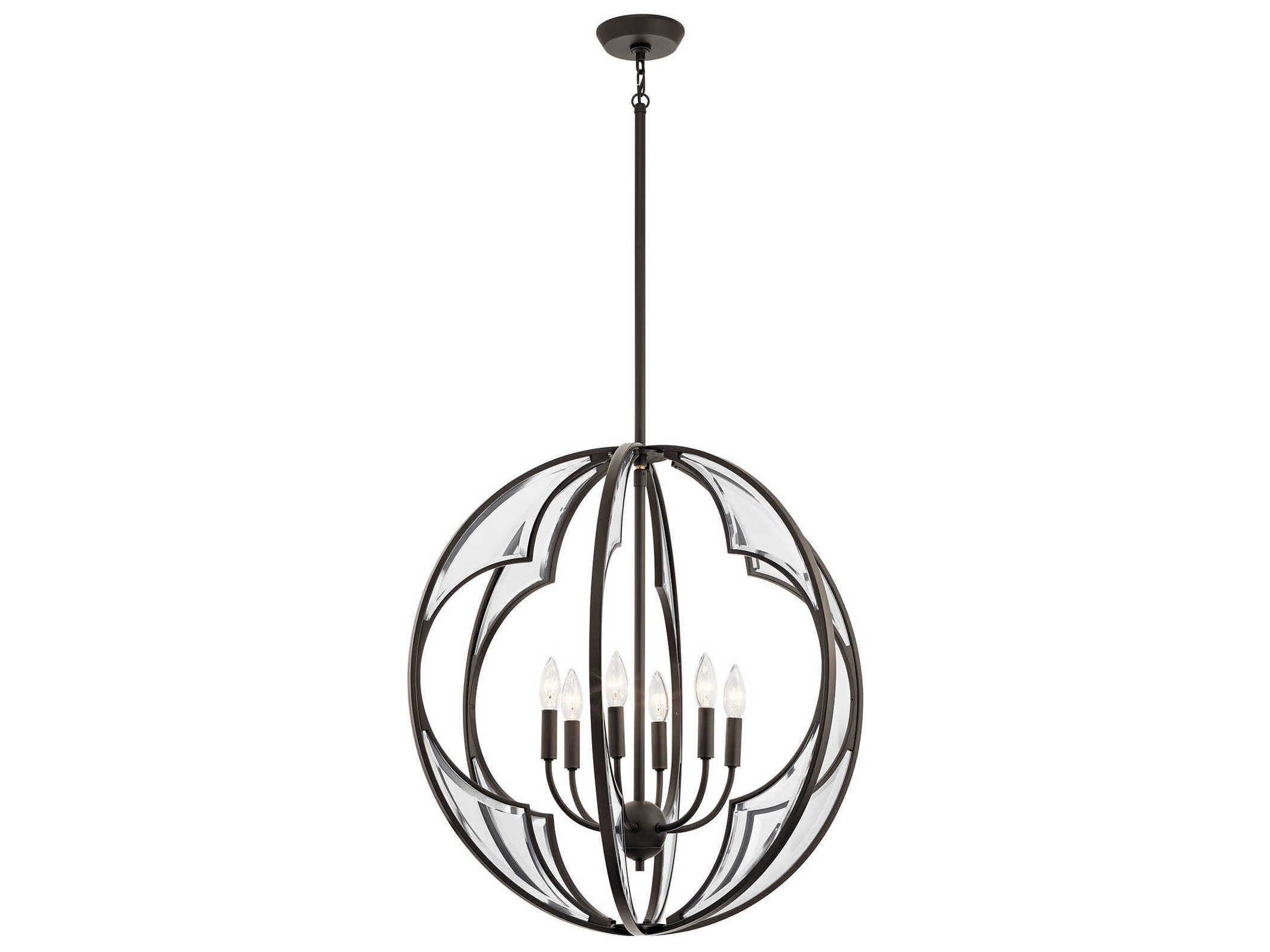 Kichler Montavello 6-Light Olde Bronze Glass Candelabra Geometric Chandelier