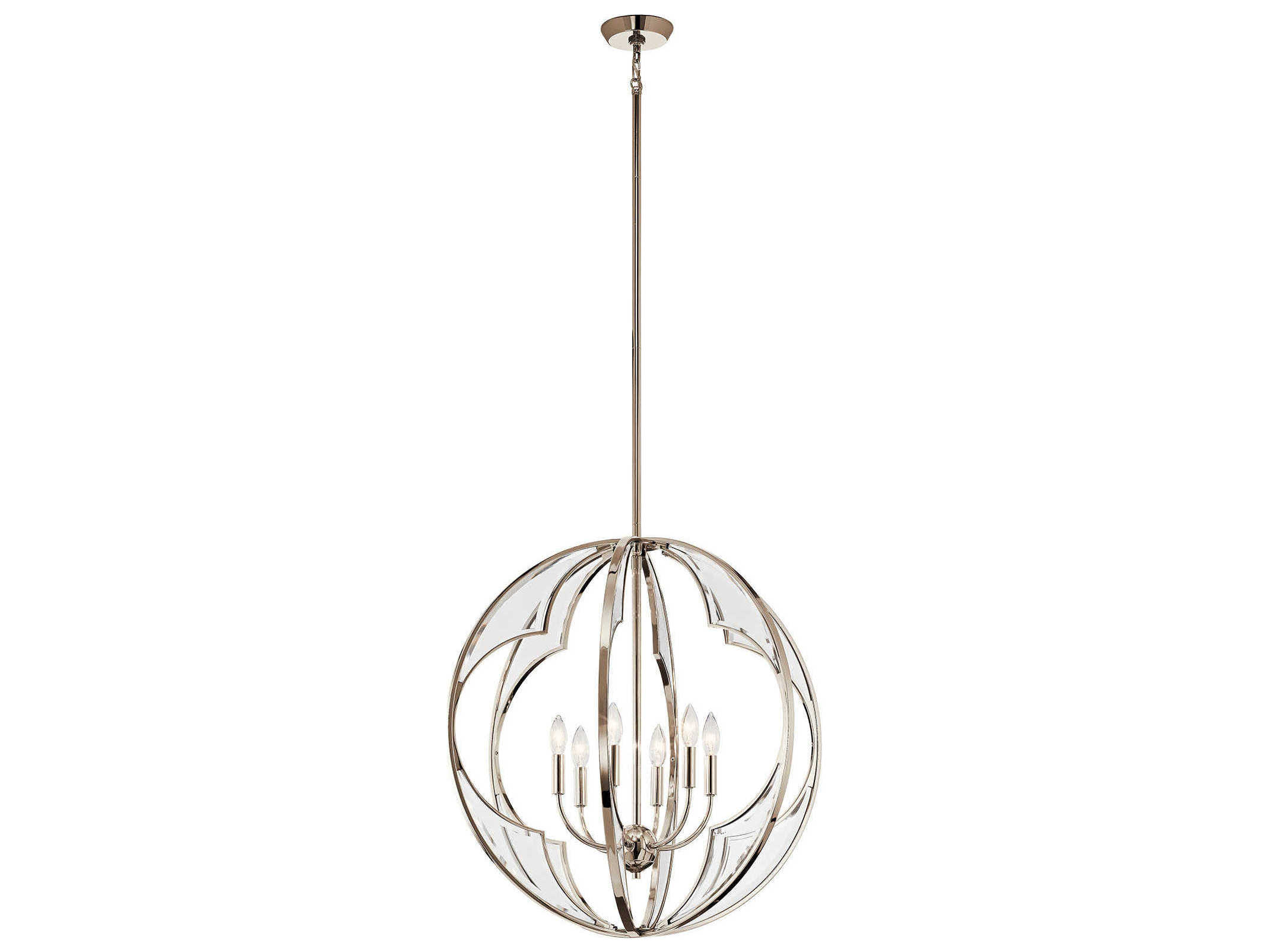 Kichler Montavello 6-Light Polished Nickel Glass Candelabra Geometric Chandelier