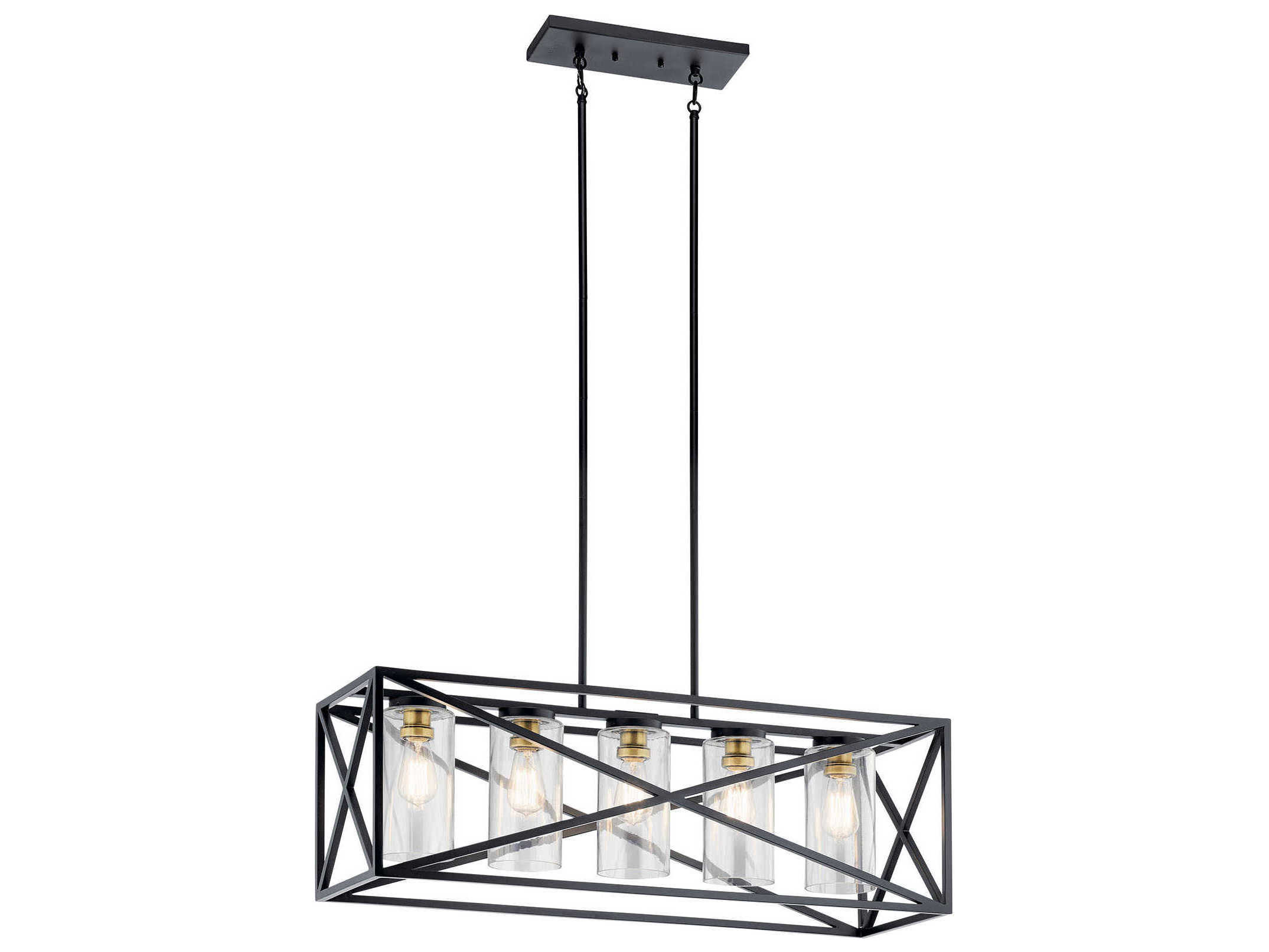 Kichler Moorgate 5-Light Black Glass Cylinder Linear Island Pendant