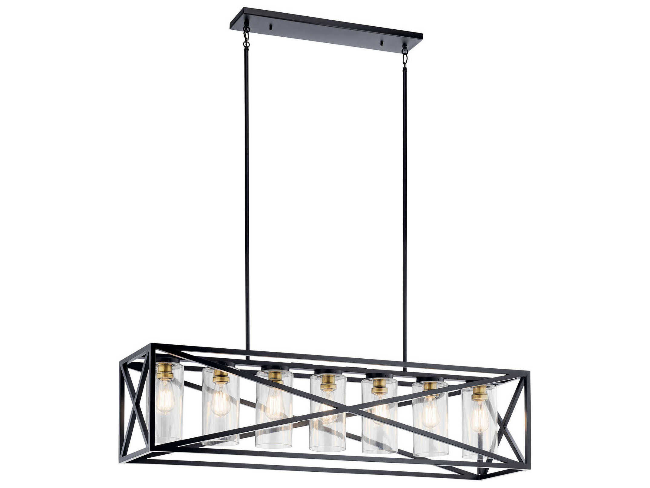 Kichler Moorgate 7-Light Black Glass Cylinder Linear Island Pendant