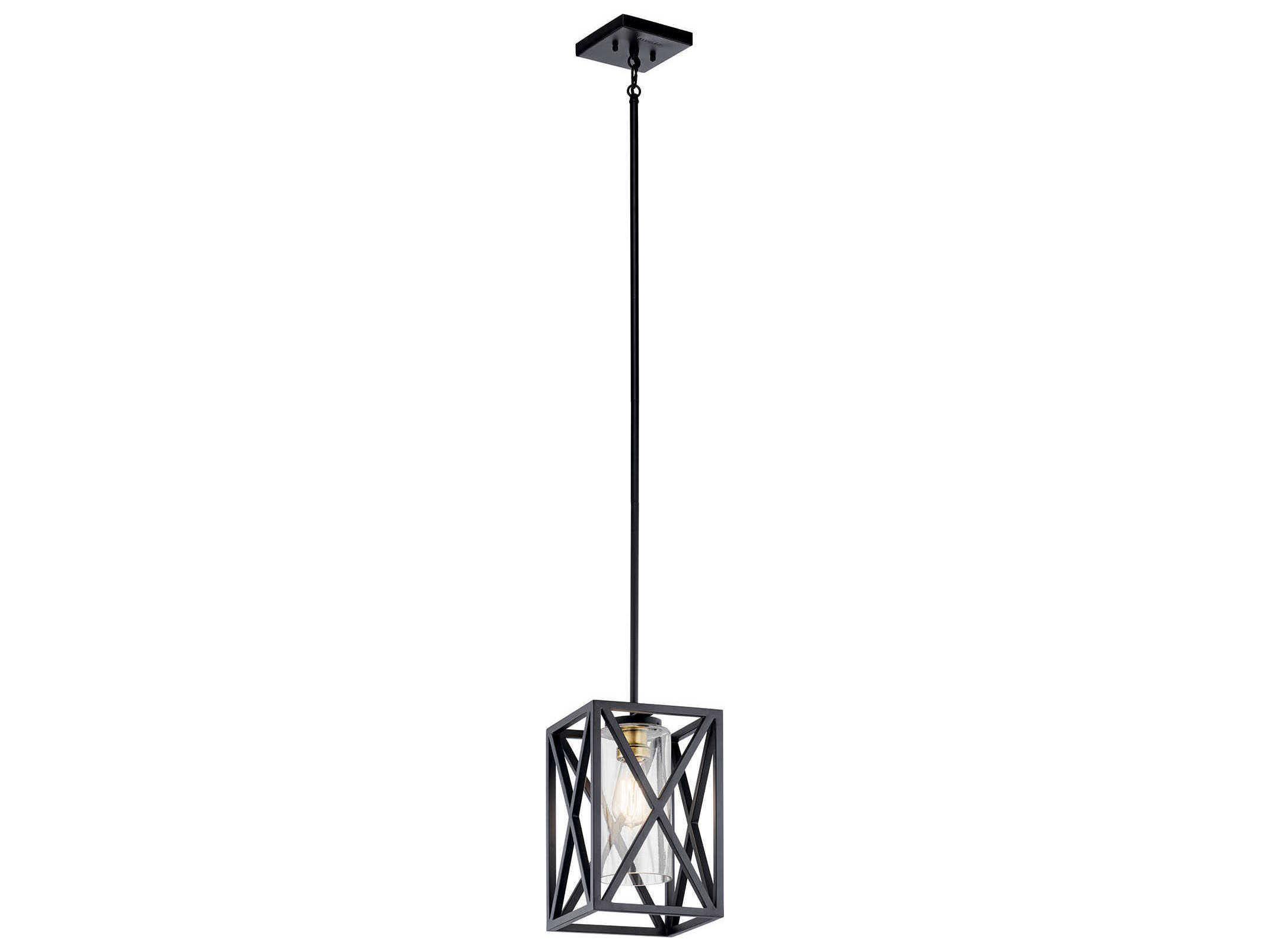 Kichler Moorgate 1-Light Black Glass Cylinder Mini Pendant