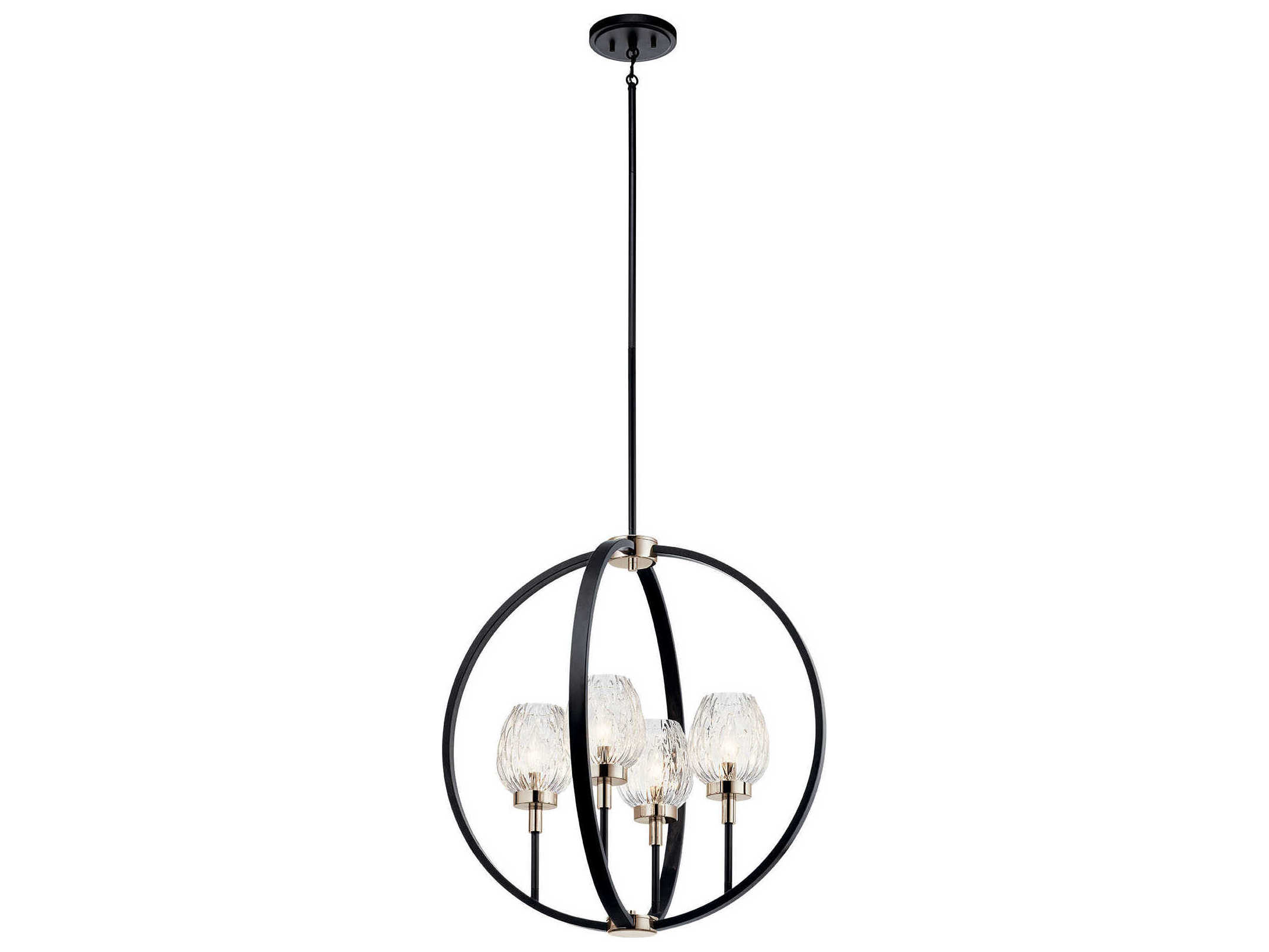 Kichler Moyra 4-Light Black Glass Candelabra Chandelier