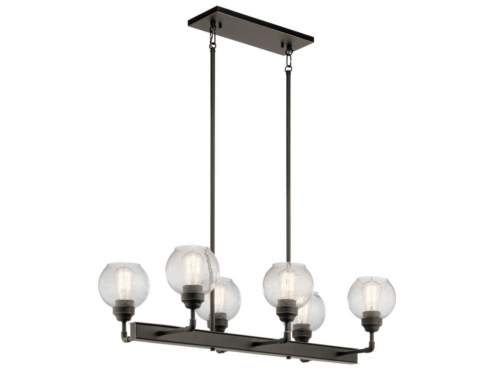 Kichler Niles 6-Light Olde Bronze Glass Globe Linear Island Pendant