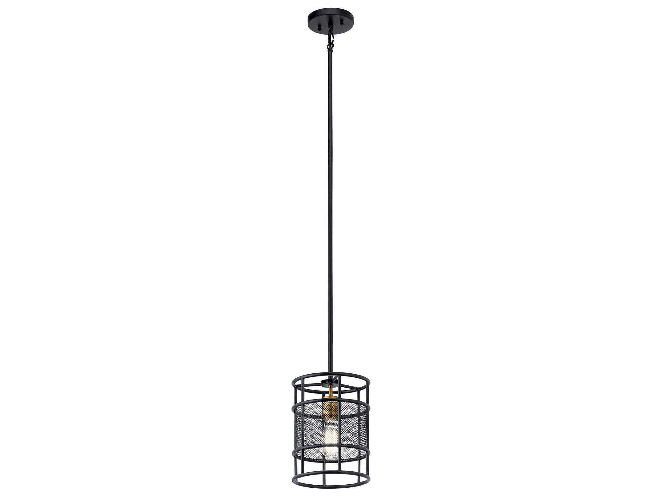 Kichler Piston 1-Light Black Cylinder Round Mini Pendant