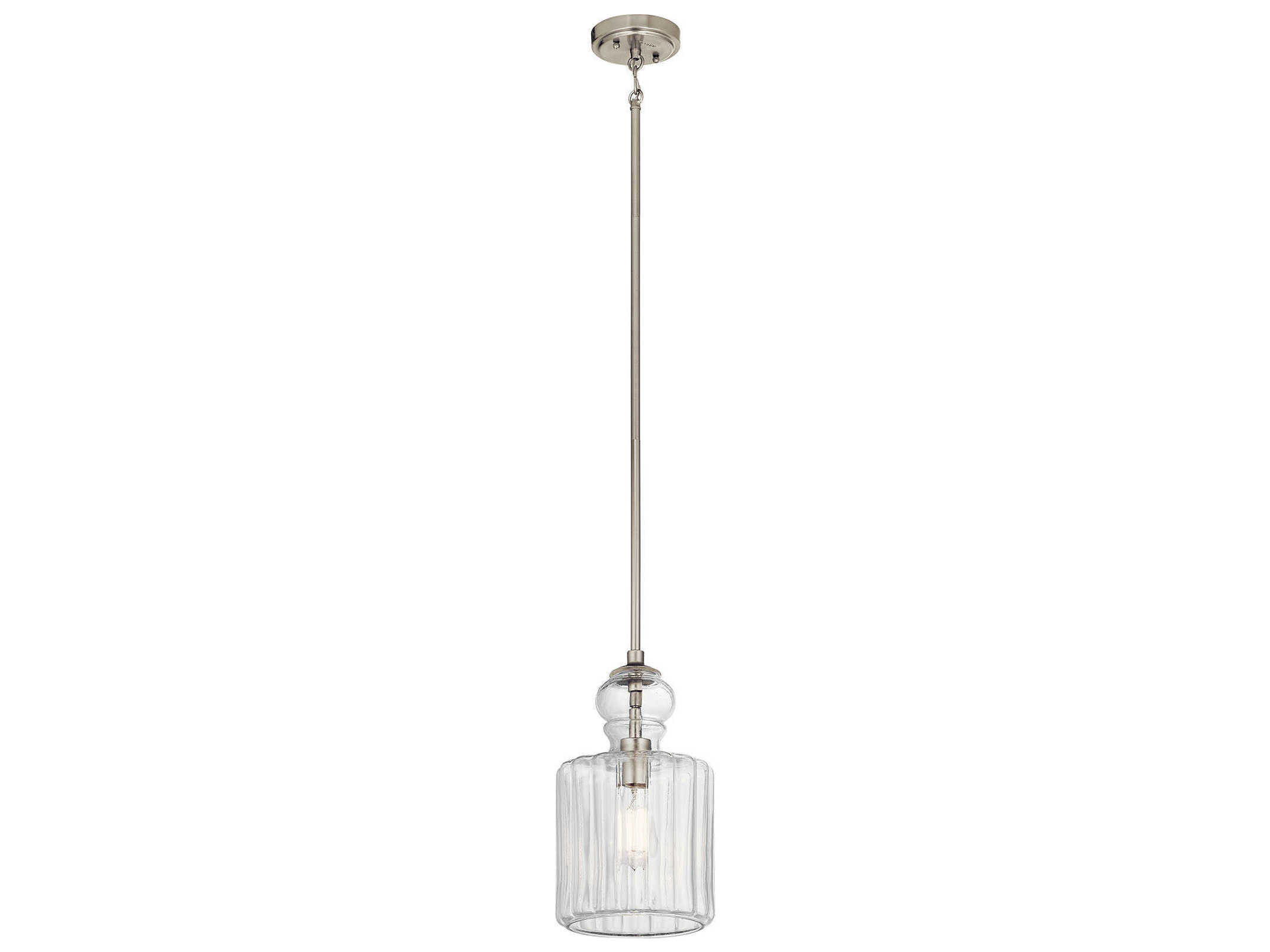 Kichler Riviera 1-Light Brushed Nickel Glass Geometric Mini Pendant