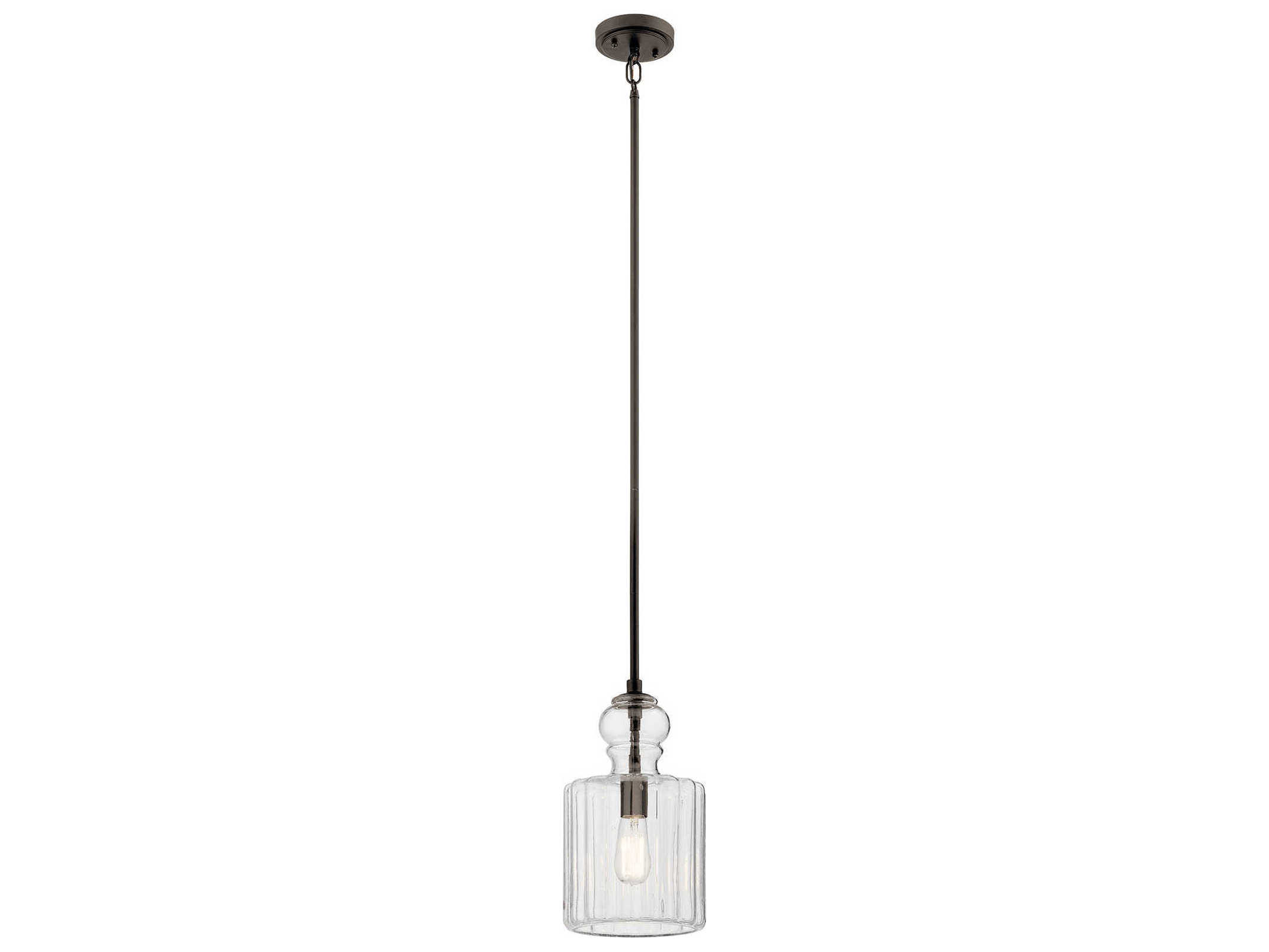 Kichler Riviera 1-Light Olde Bronze Glass Geometric Mini Pendant