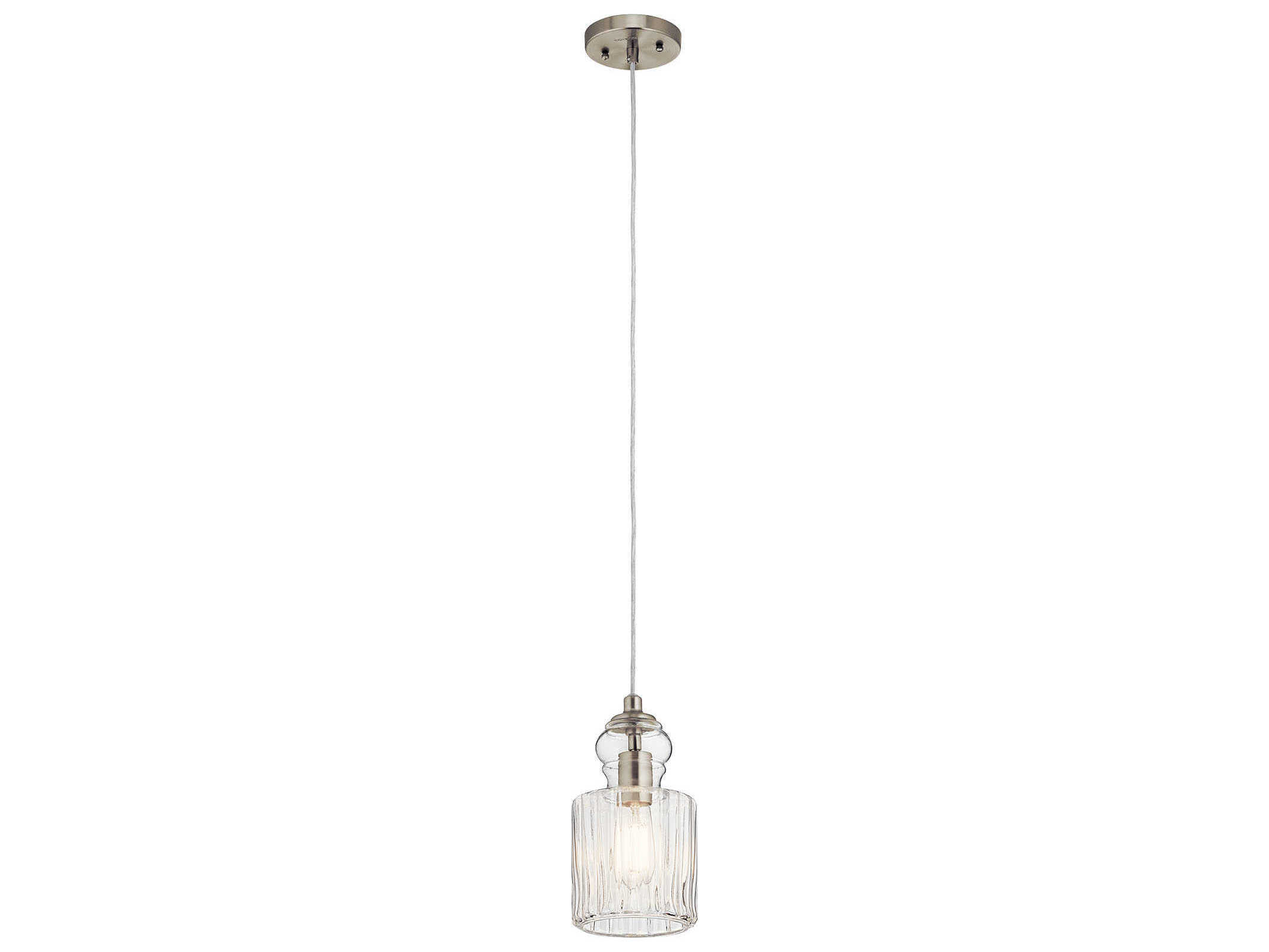 Kichler Riviera 1-Light Brushed Nickel Glass Geometric Mini Pendant