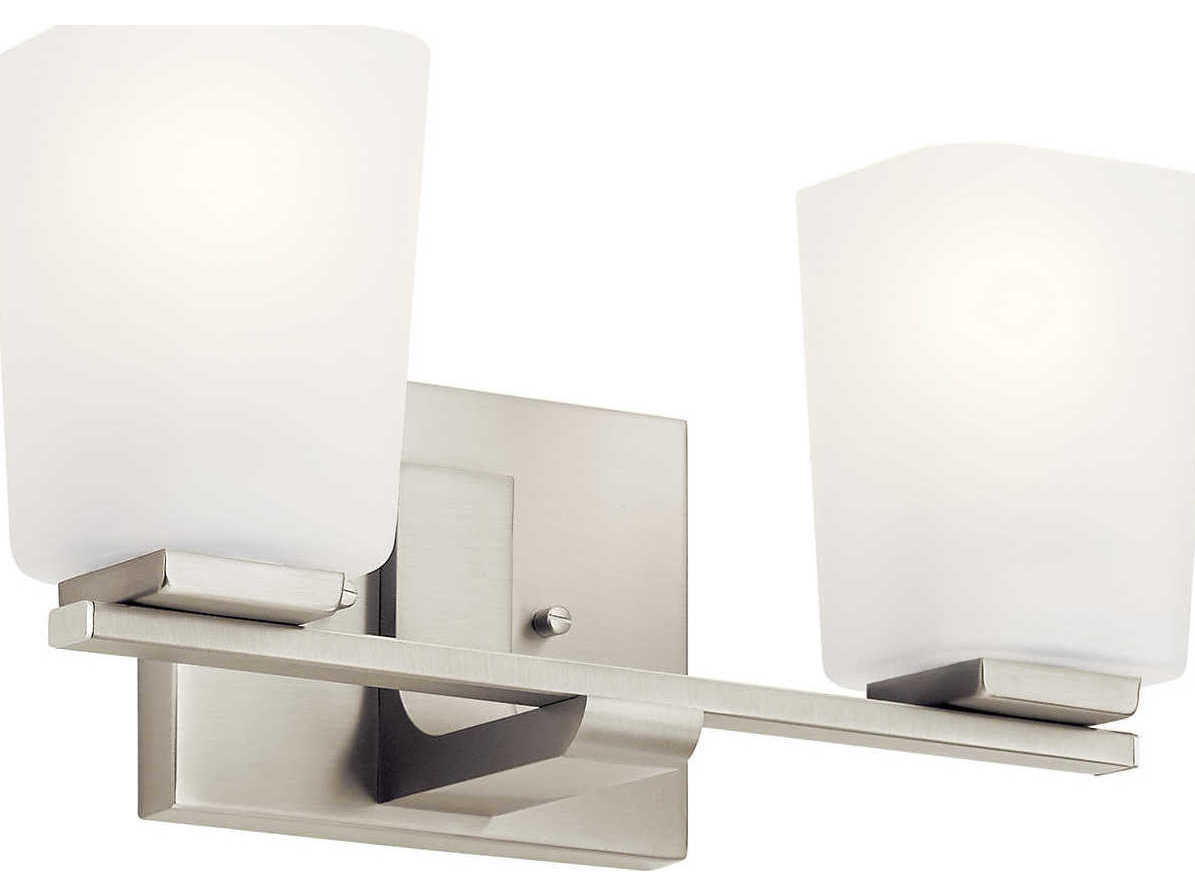 Kichler Roehm 2-Light Brushed Nickel Glass Vanity Light