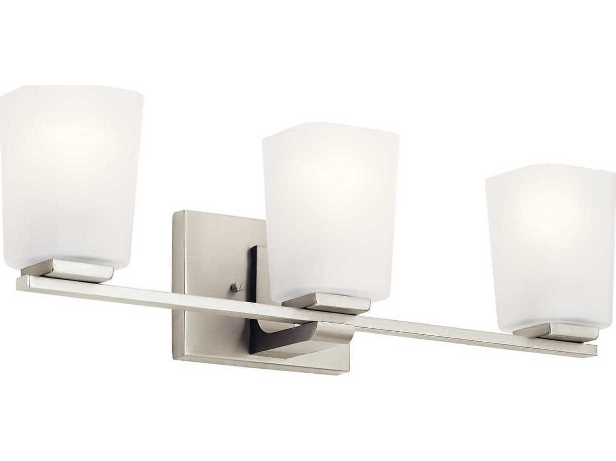 Kichler Roehm 3-Light Brushed Nickel Glass Vanity Light