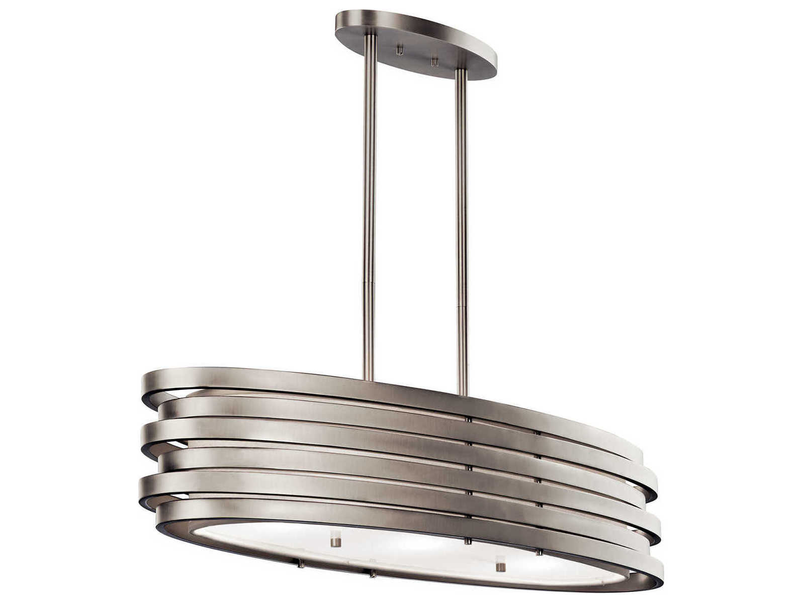 Kichler Roswell 3-Light Brushed Nickel Glass Geometric Island Pendant