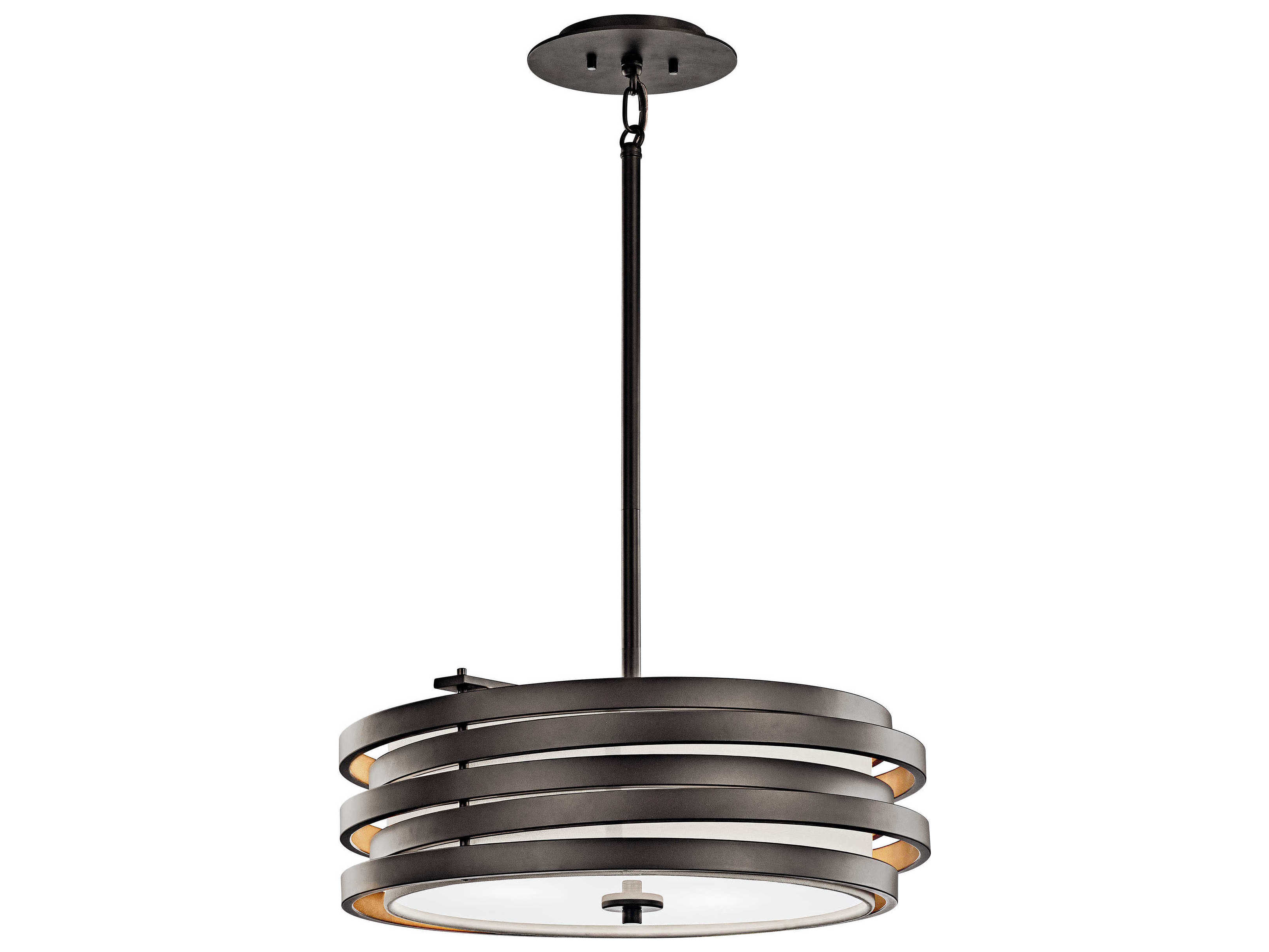 Kichler Roswell 3-Light Olde Bronze Glass Drum Geometric Pendant