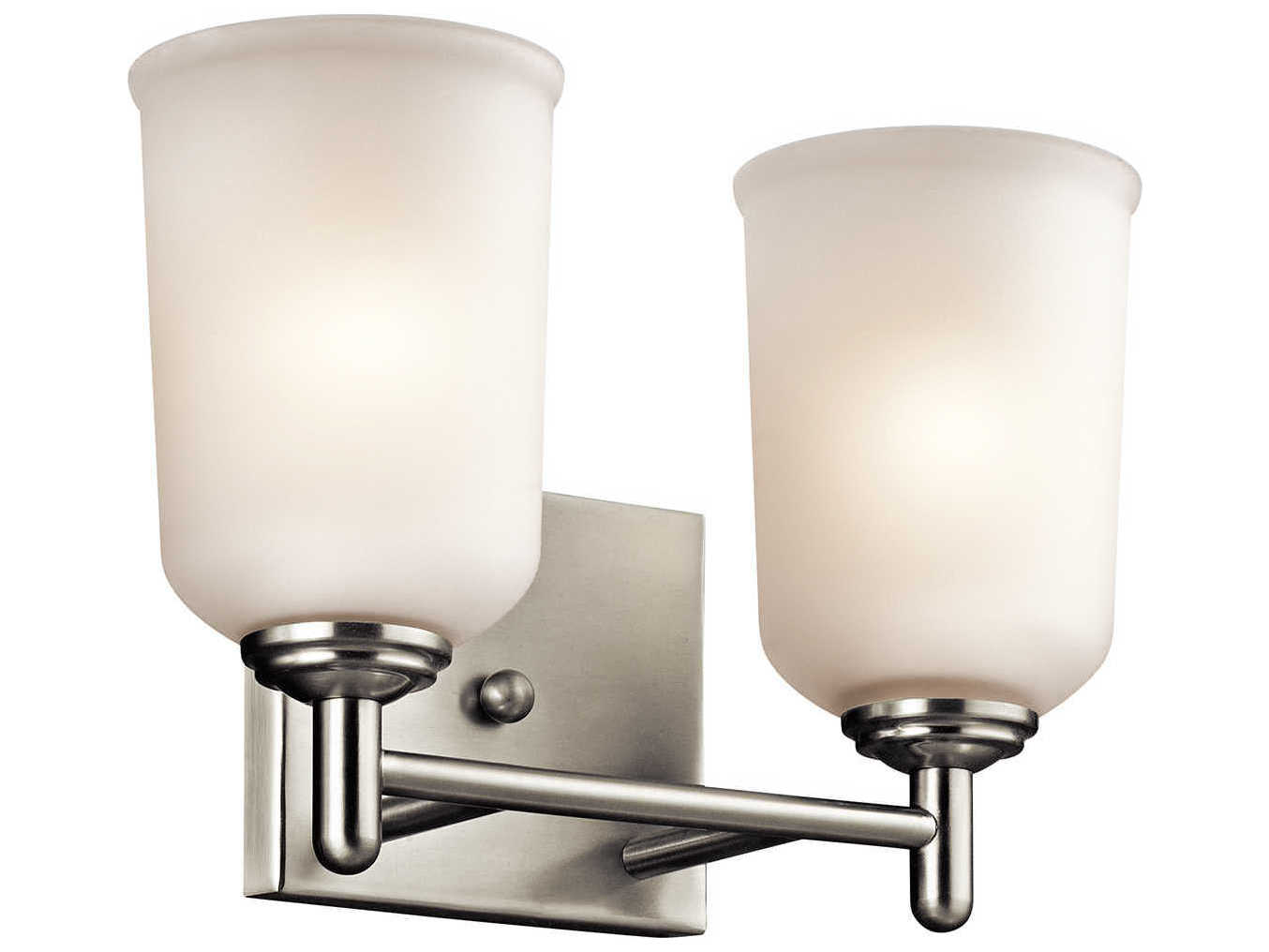 Kichler Shailene 2-Light Brushed Nickel Glass Vanity Light