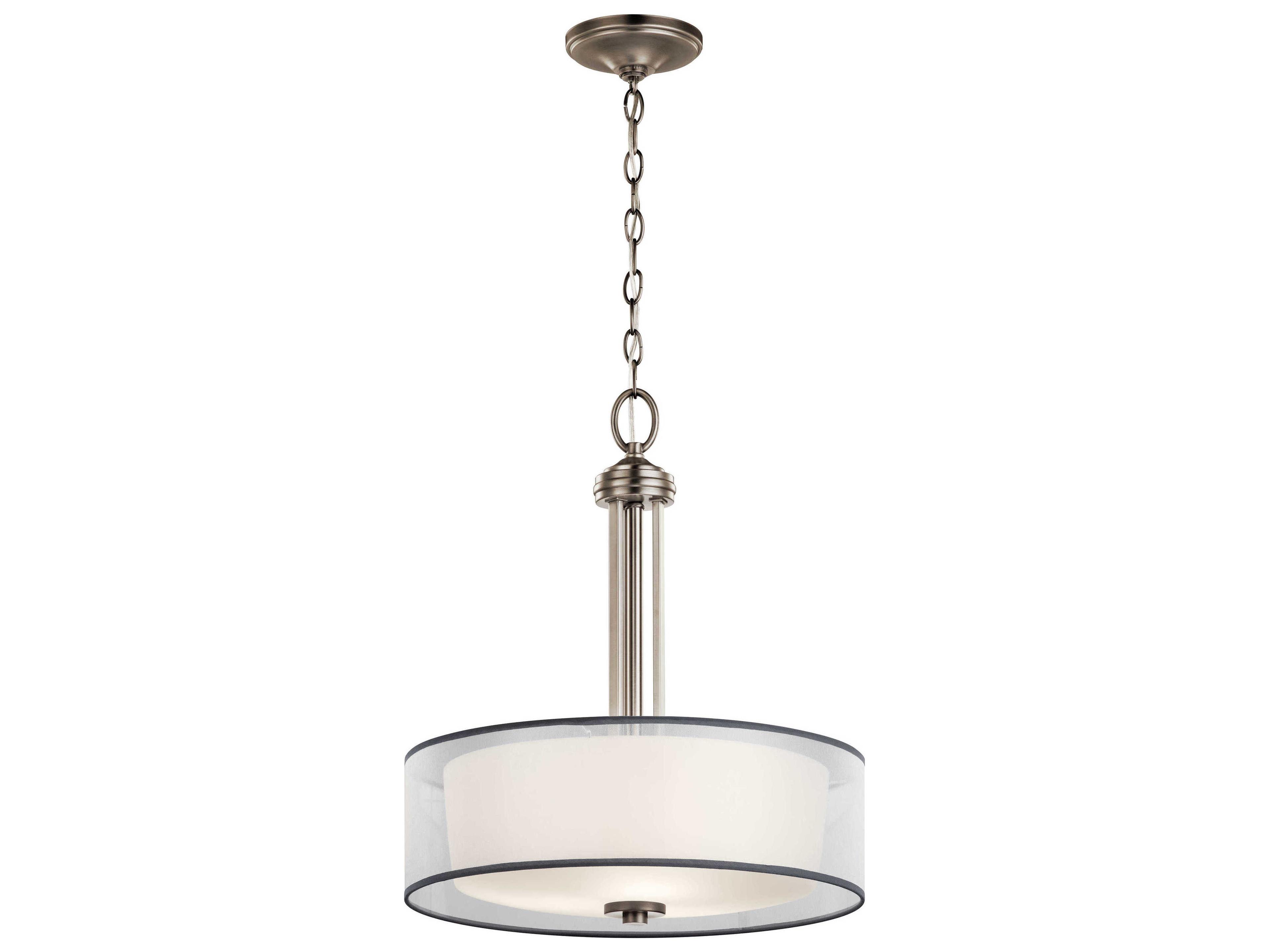 Kichler Tallie 3-Light Antique Pewter Glass Drum Pendant