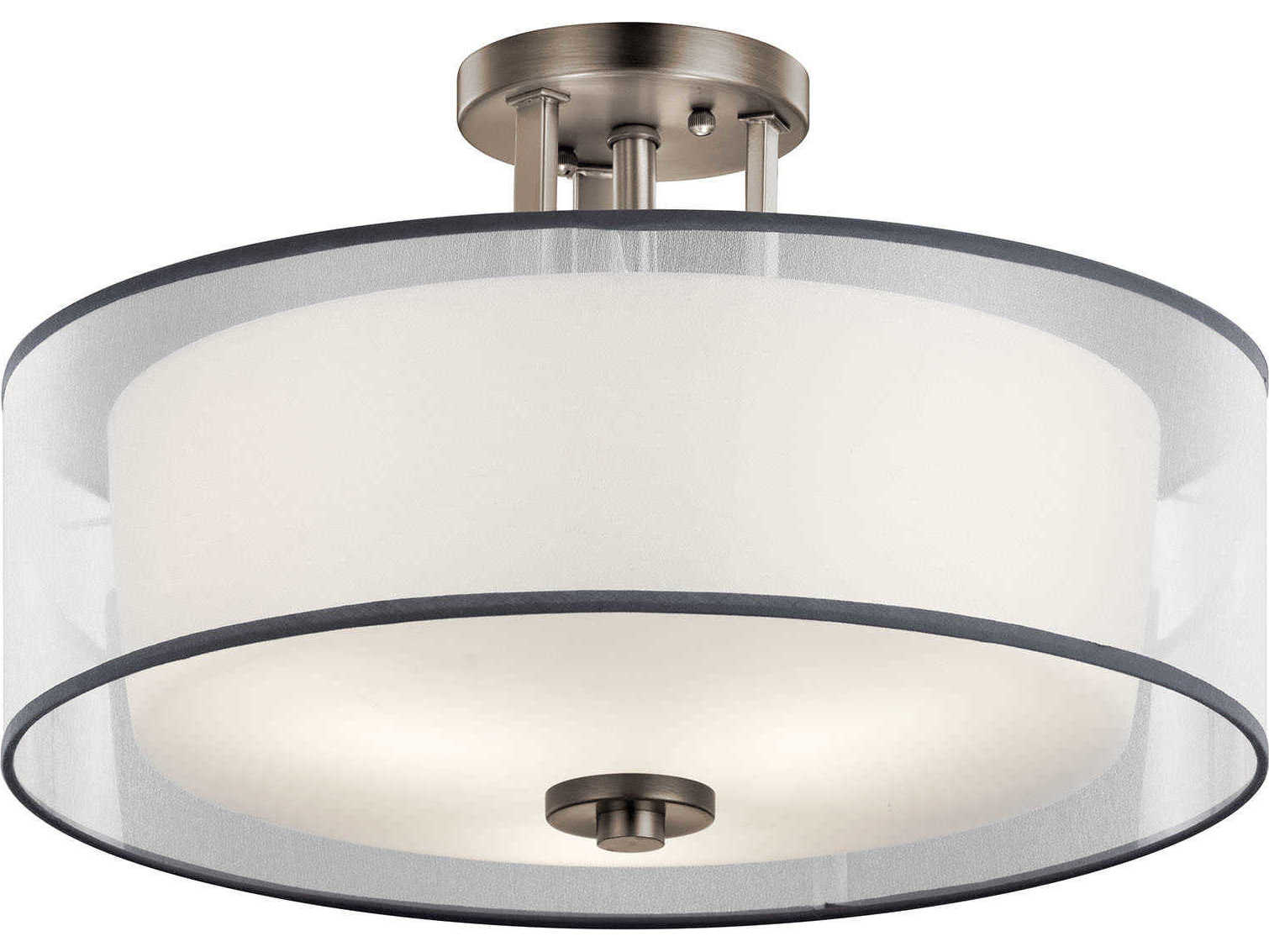 Kichler Tallie 3-Light Antique Pewter Glass Drum Semi Flush Mount