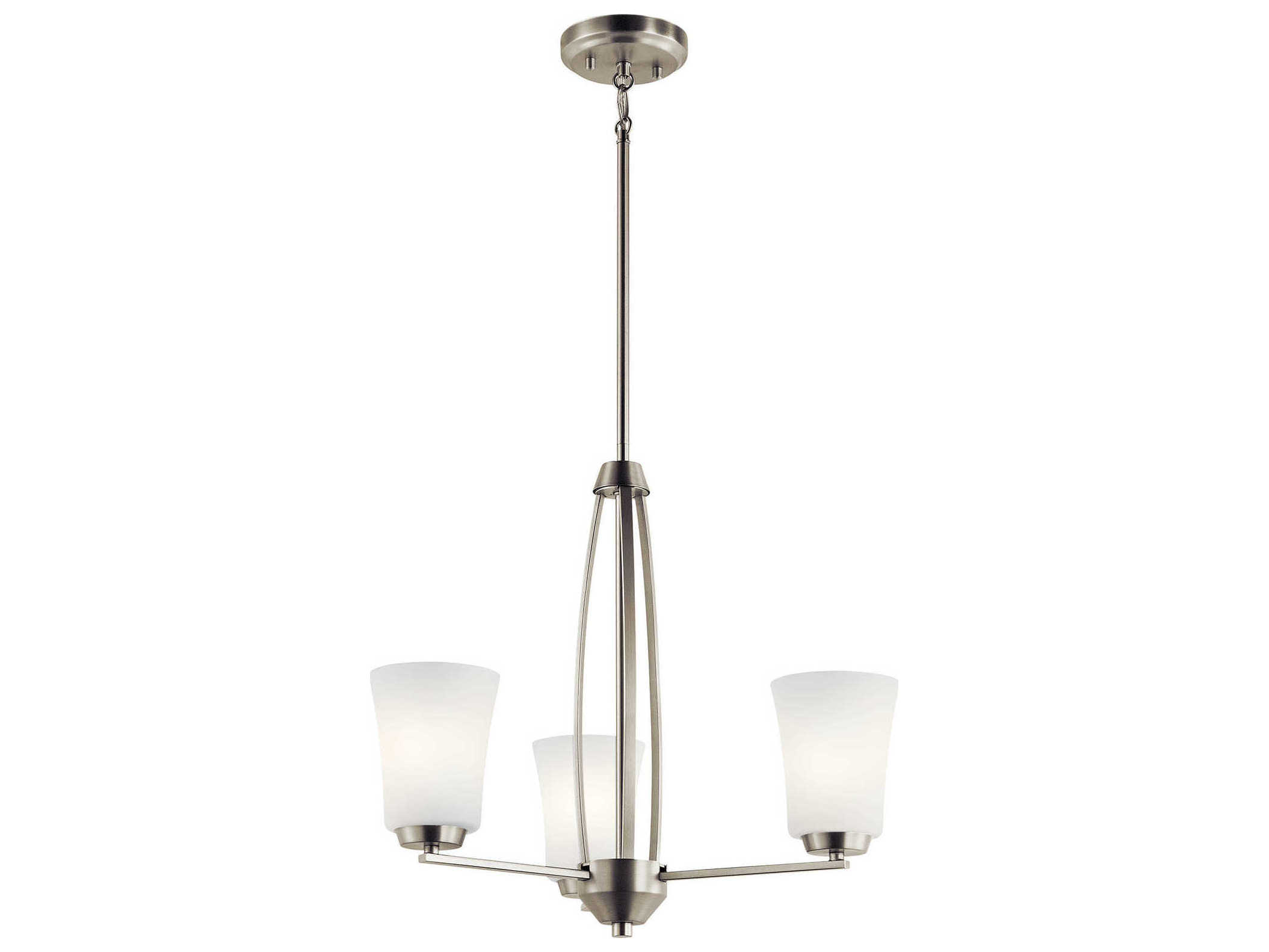 Kichler Tao 3-Light Brushed Nickel Glass Bell Chandelier