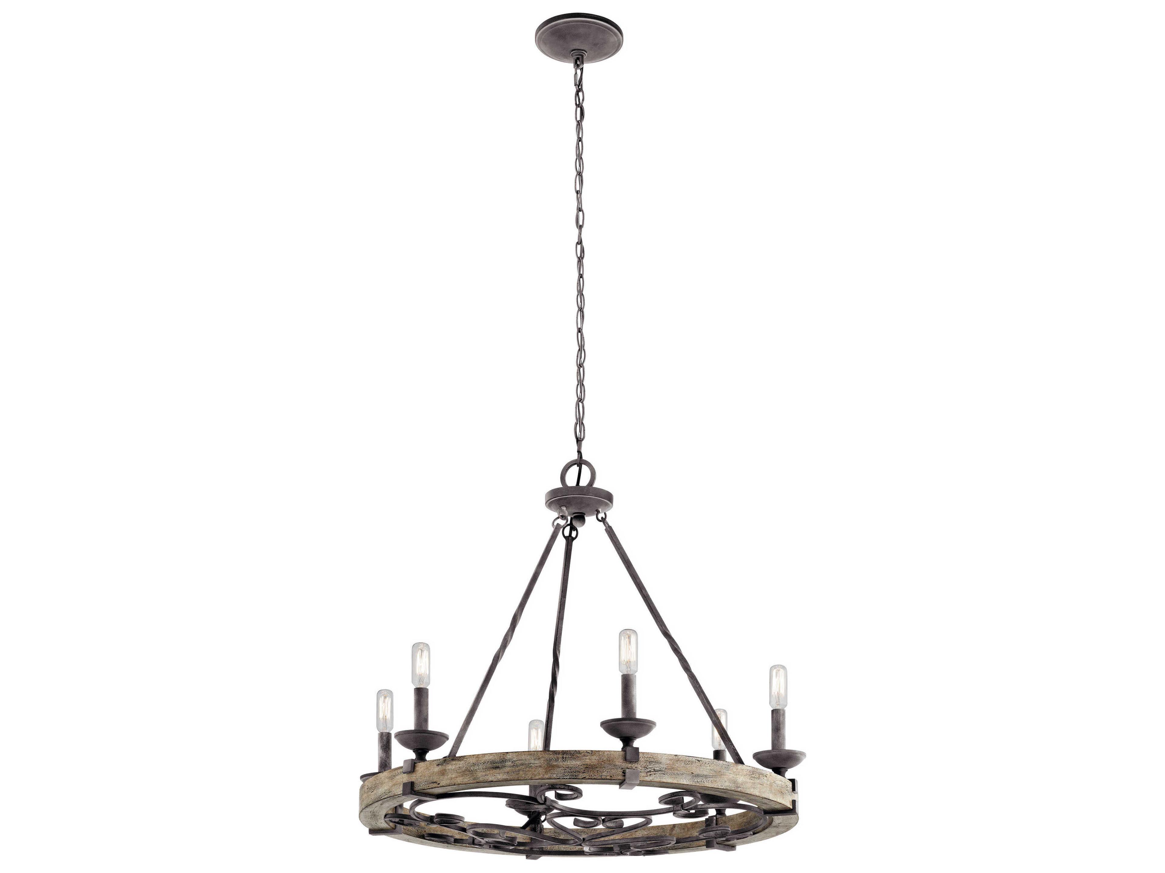 Kichler Taulbee 6-Light Weathered Zinc Brown Candelabra Round Chandelier