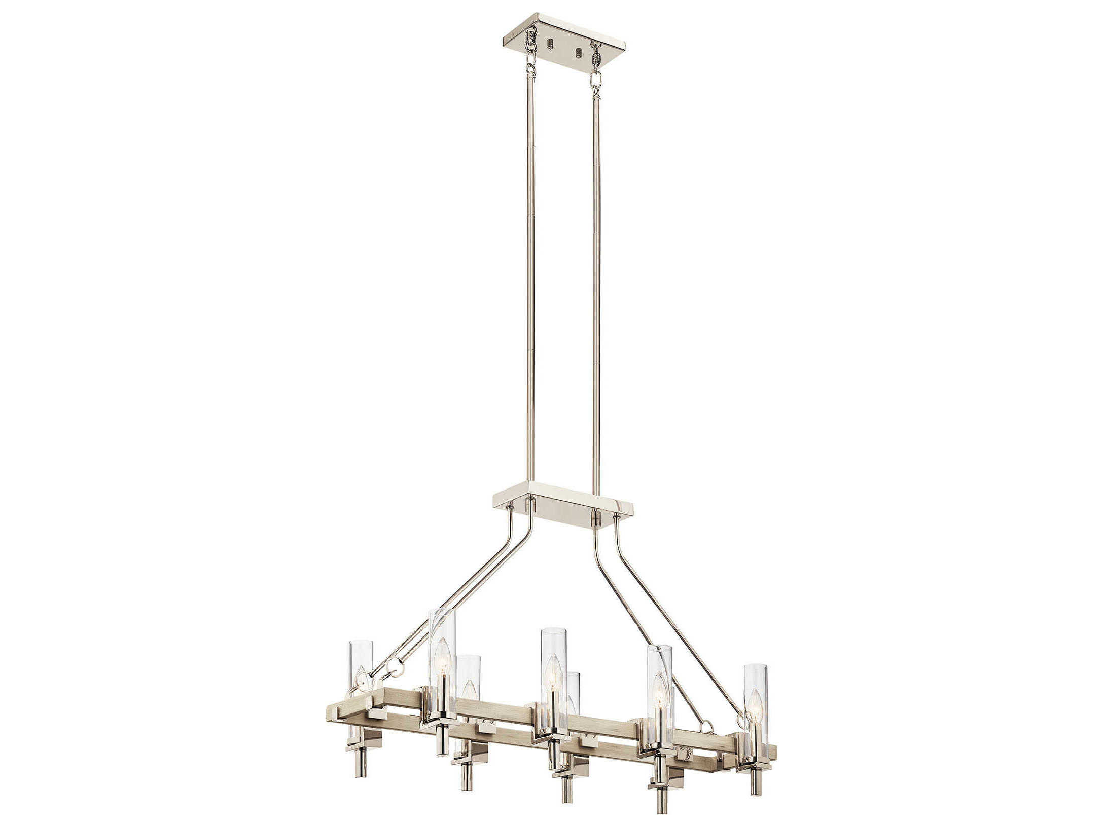 Kichler Telan 8-Light White Washed Wood Glass Cylinder Island Pendant