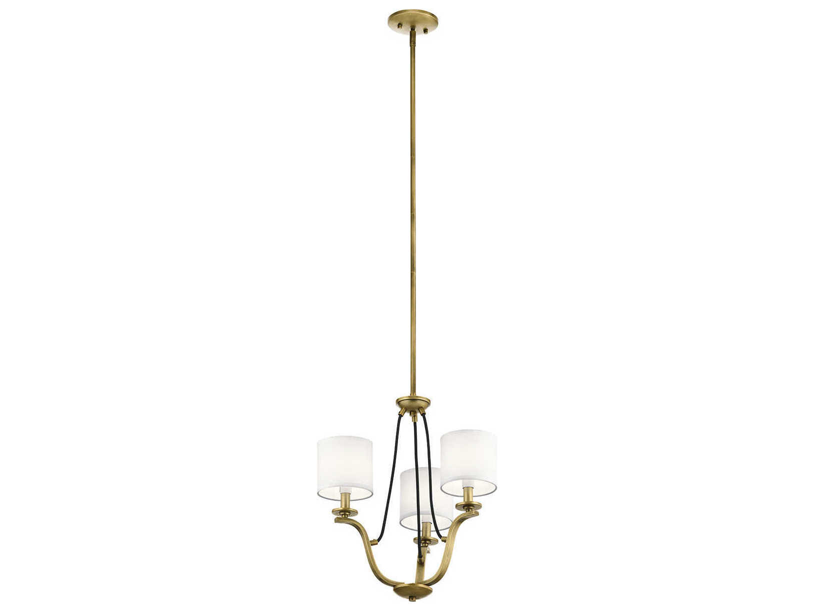 Kichler Thisbe 3-Light Natural Brass Candelabra Cylinder Chandelier