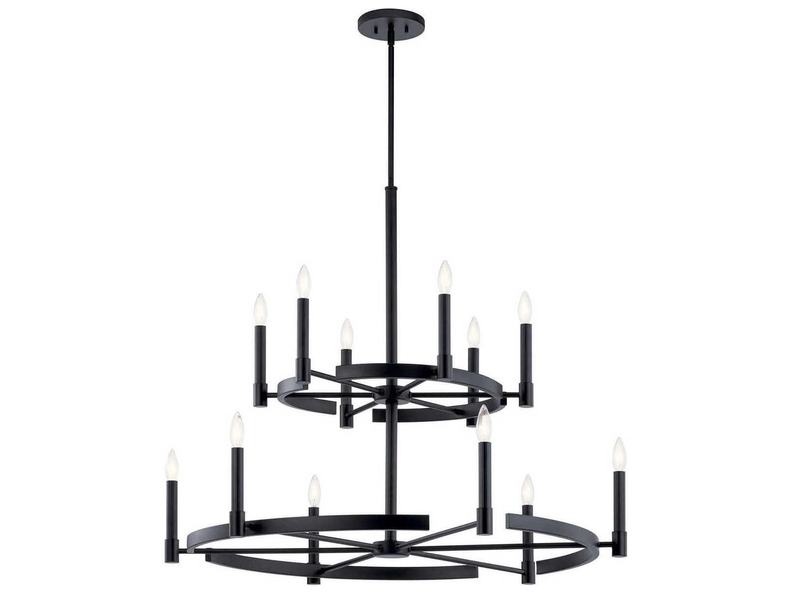 Kichler Tolani 12-Light Black Candelabra Round Tiered Chandelier