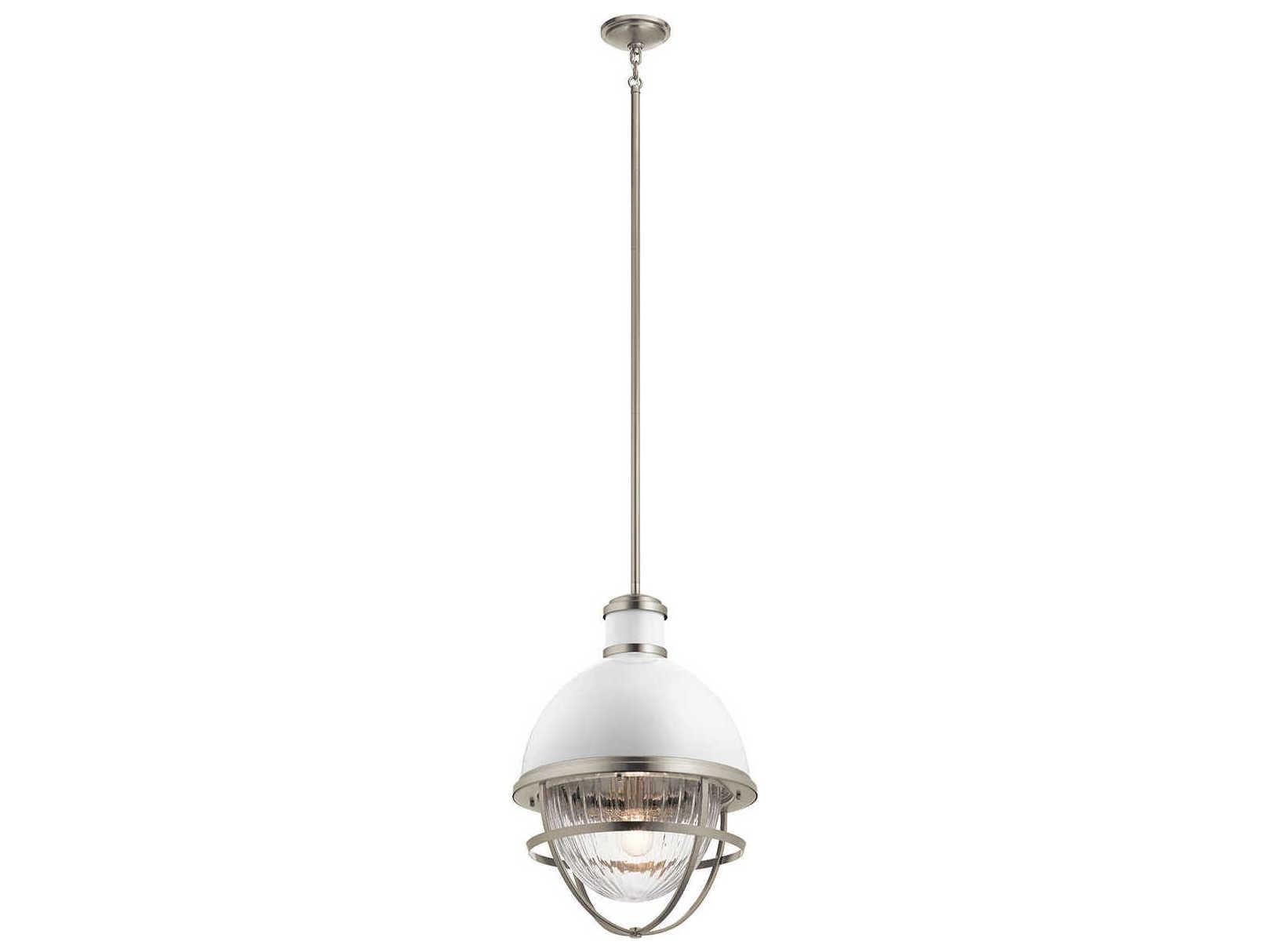 Kichler Tollis 1-Light Brushed Nickel Glass Geometric Pendant