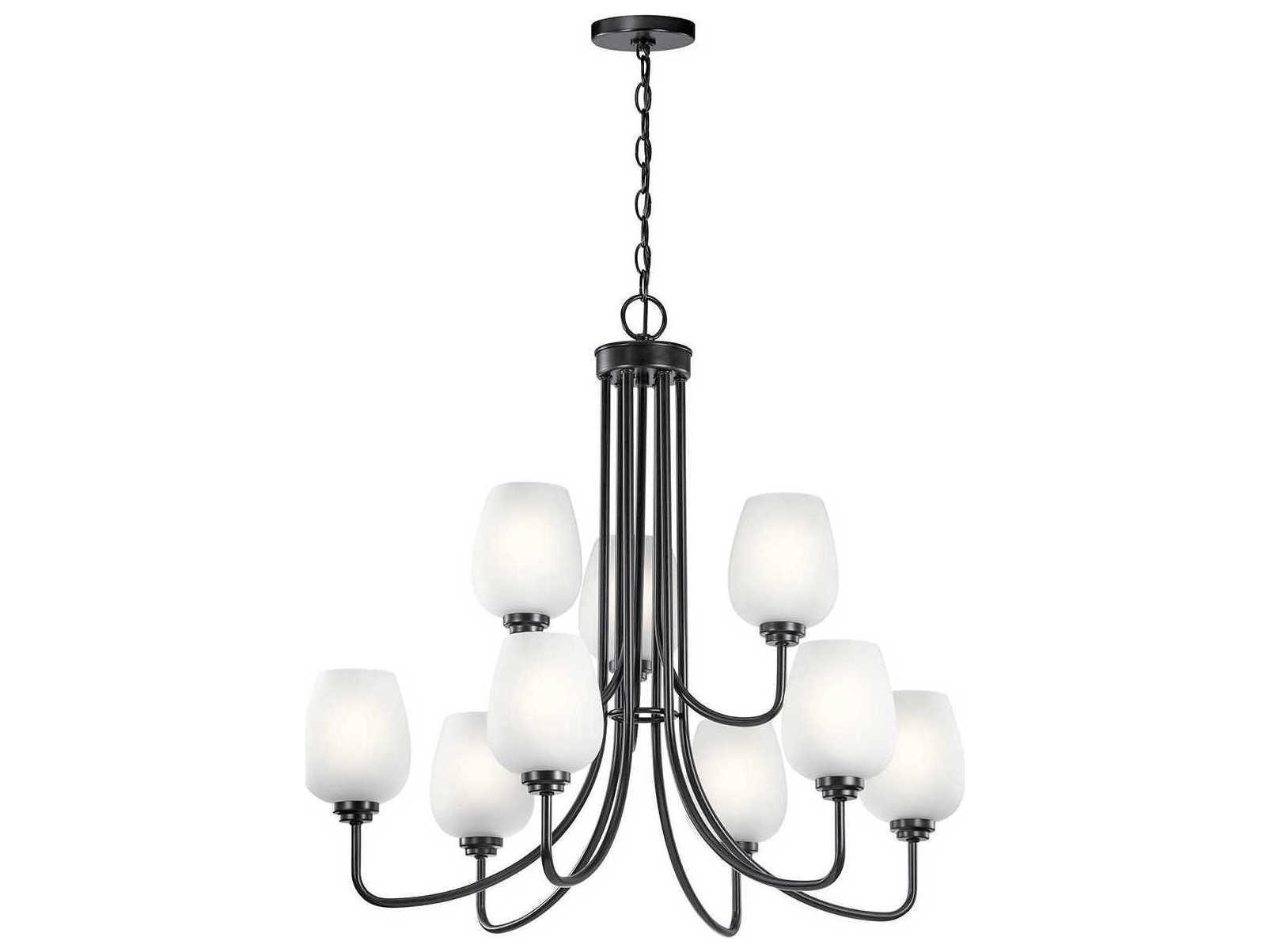 Kichler Valserrano 9-Light Black Glass Geometric Chandelier