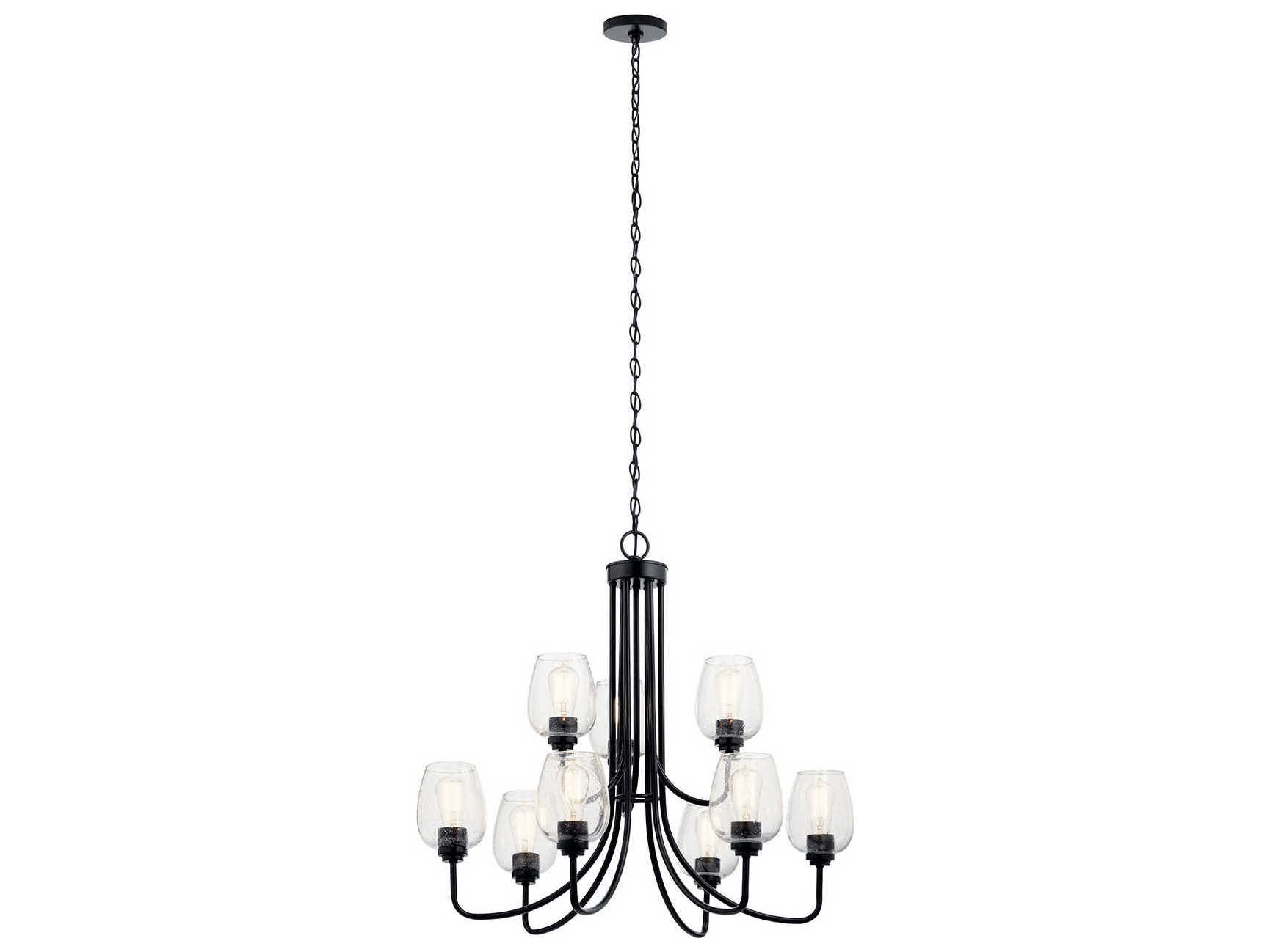 Kichler Valserrano 9-Light Black Glass Linear Chandelier