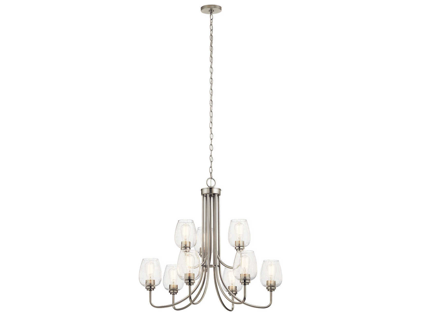 Kichler Valserrano 9-Light Brushed Nickel Glass Geometric Chandelier