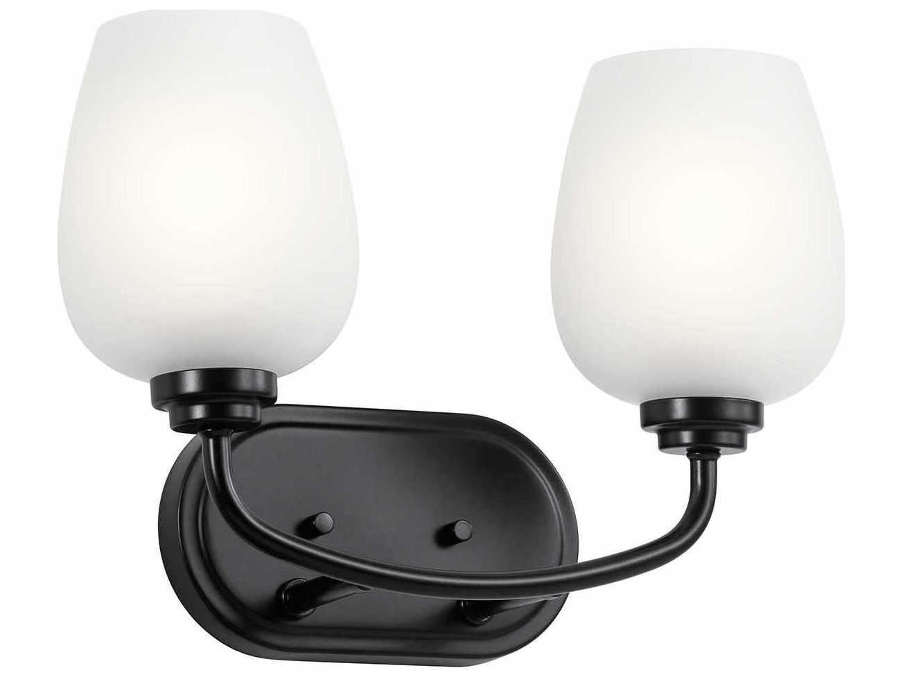 Kichler Valserrano 2-Light Black Glass Vanity Light