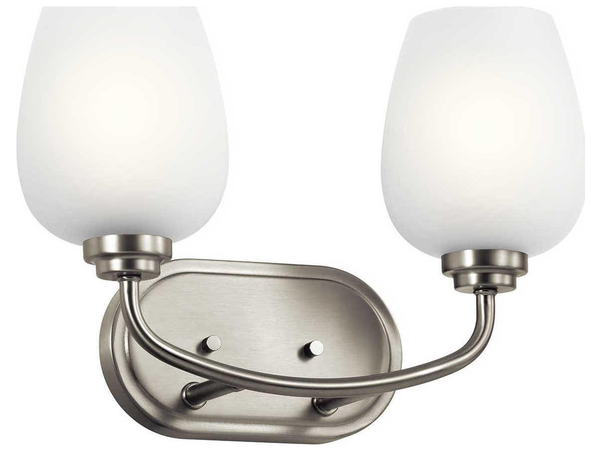 Kichler Valserrano 2-Light Brushed Nickel Glass Vanity Light