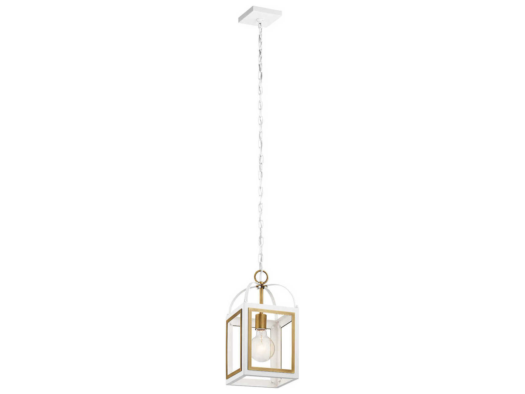 Kichler Vath 1-Light White Natural Brass Mini Pendant