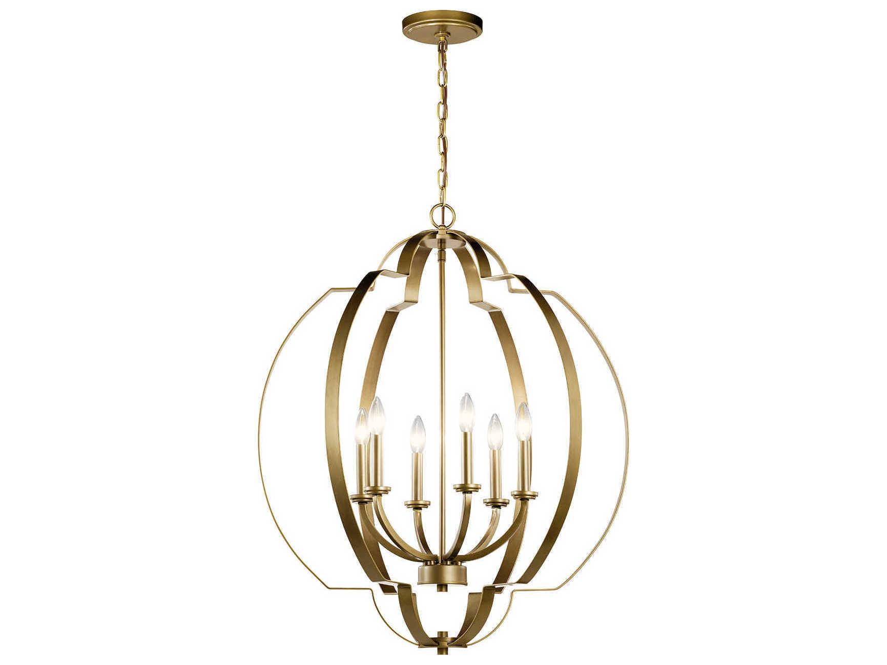 Kichler Voleta 6-Light Natural Brass Candelabra Geometric Chandelier