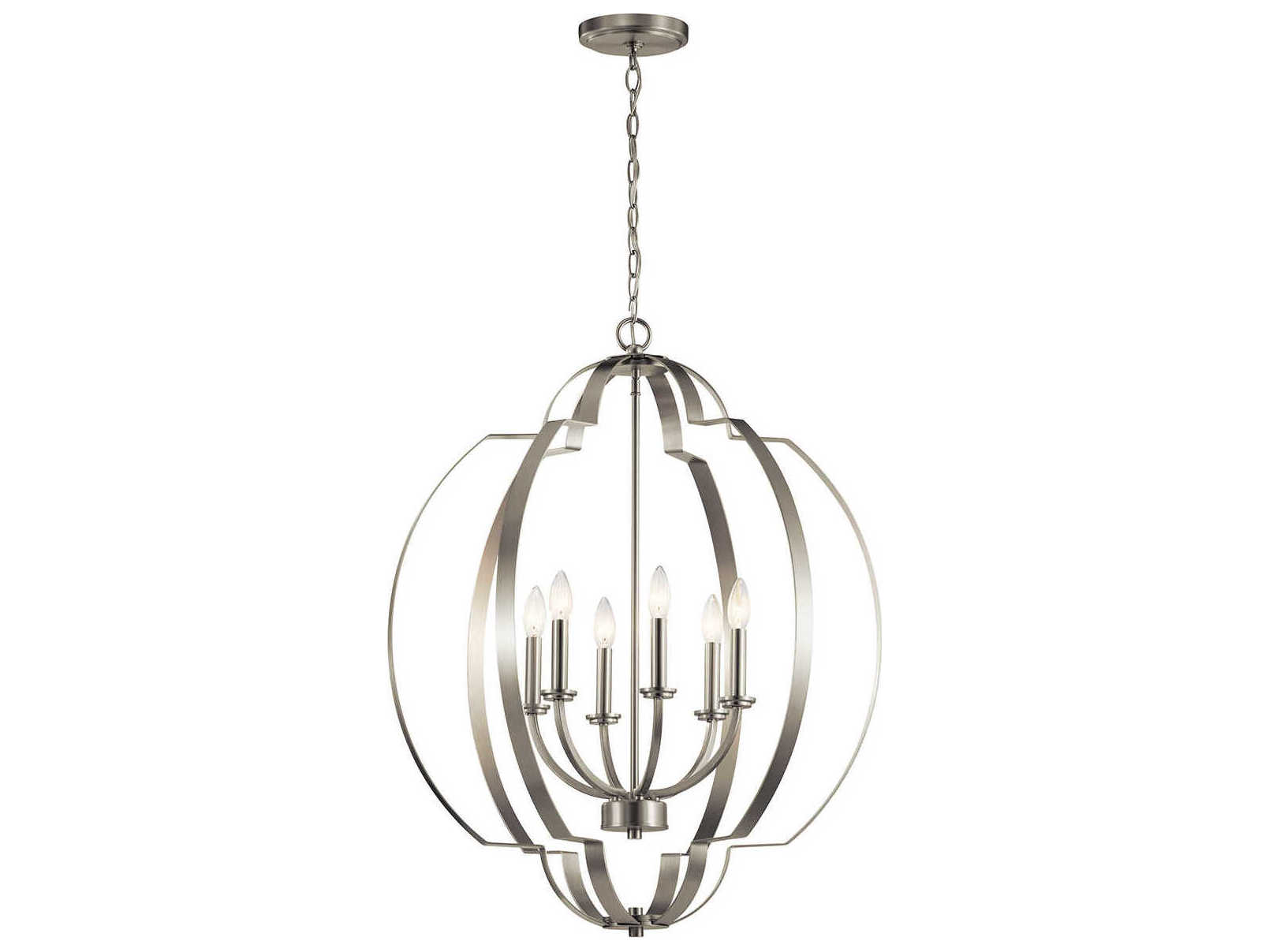 Kichler Voleta 6-Light Brushed Nickel Candelabra Geometric Chandelier