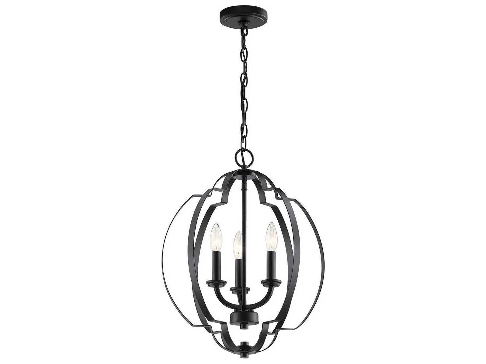 Kichler Voleta 3-Light Black Candelabra Geometric Chandelier