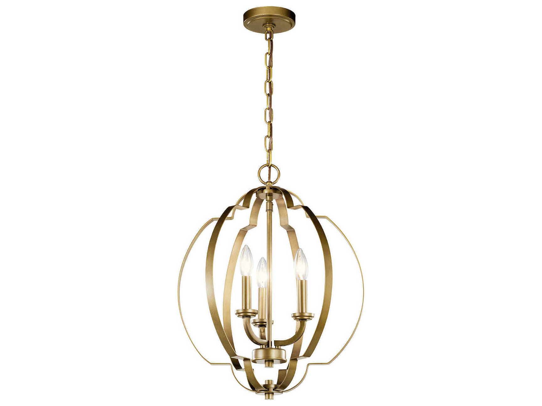 Kichler Voleta 3-Light Natural Brass Candelabra Geometric Chandelier
