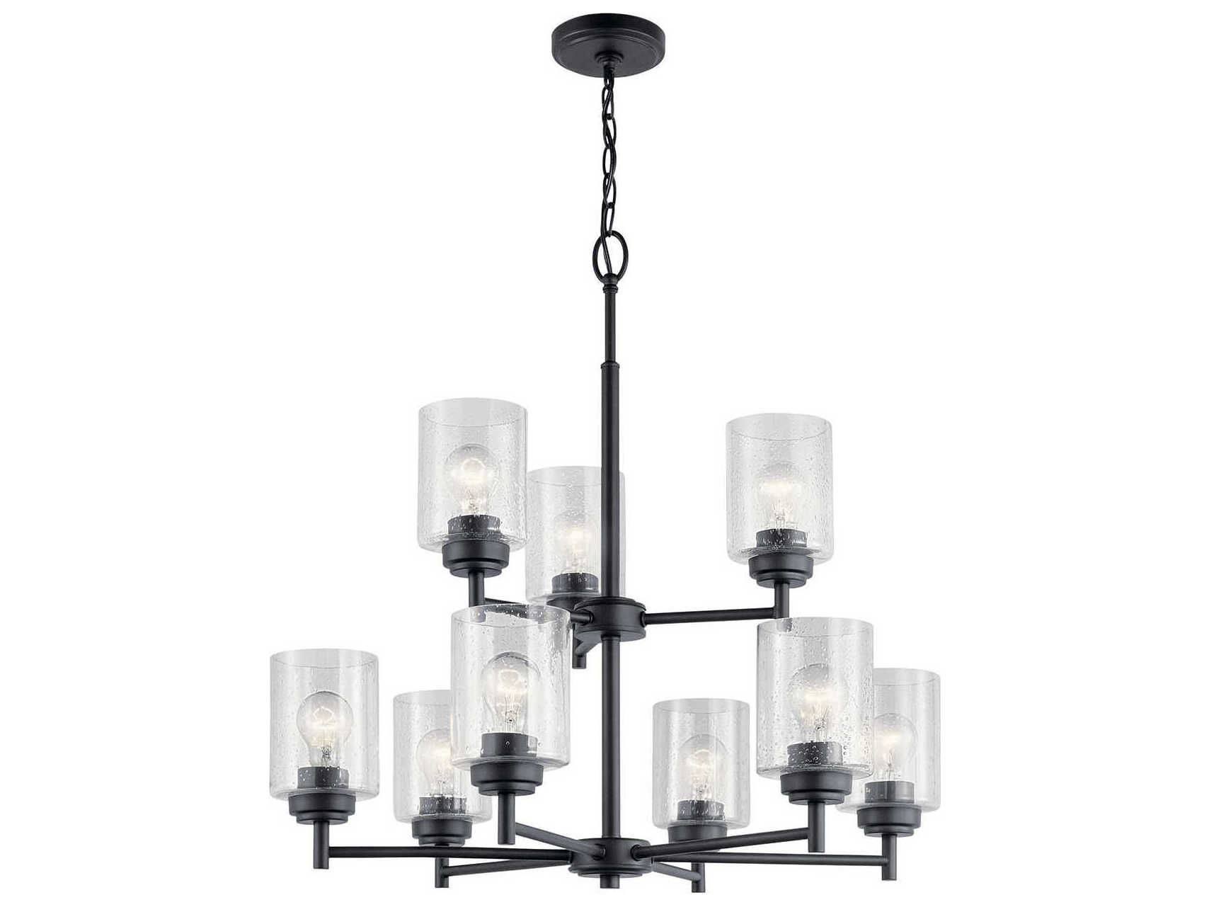 Kichler Winslow 9-Light Black Glass Cylinder Chandelier