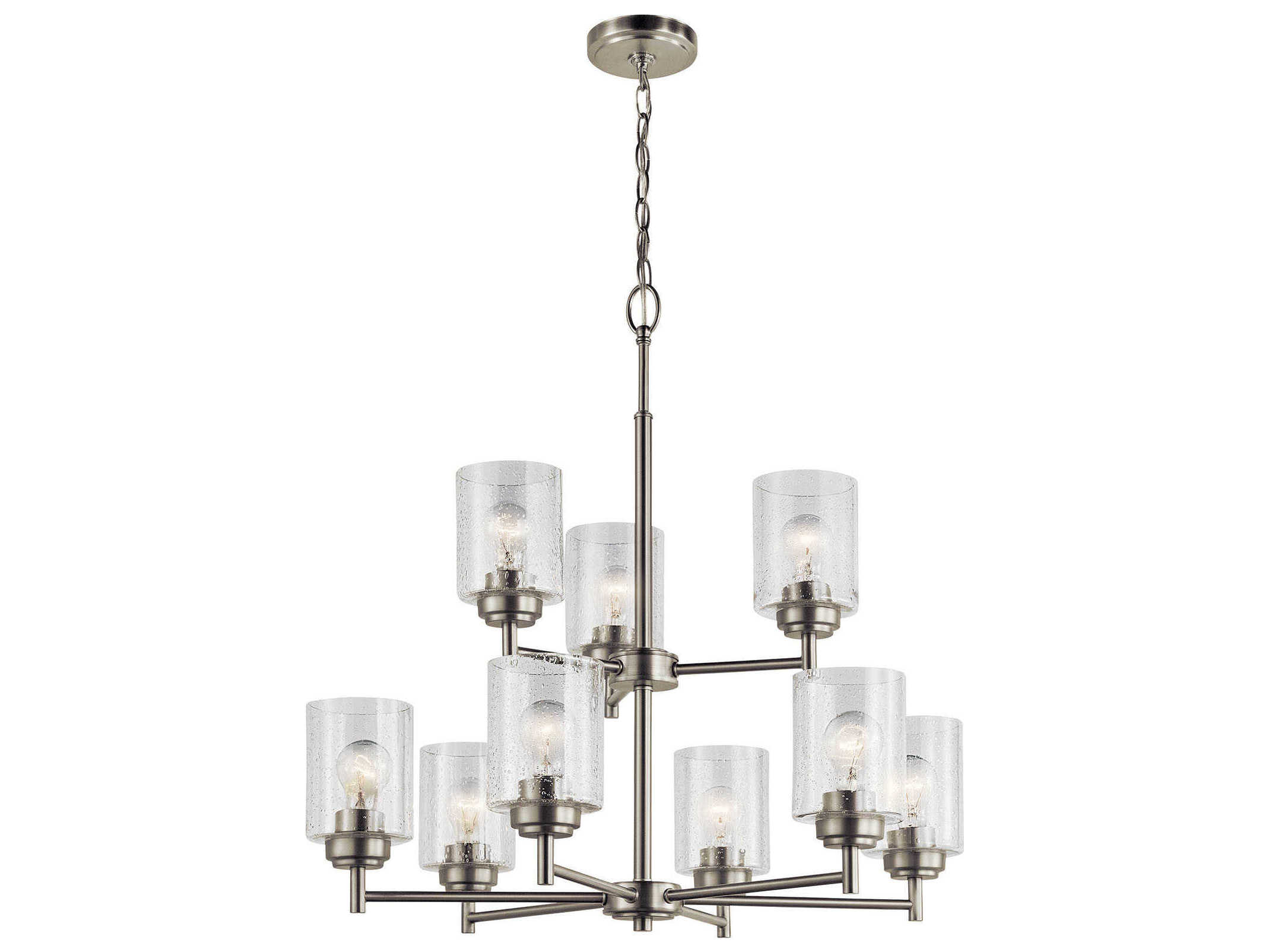 Kichler Winslow 9-Light Brushed Nickel Glass Cylinder Chandelier