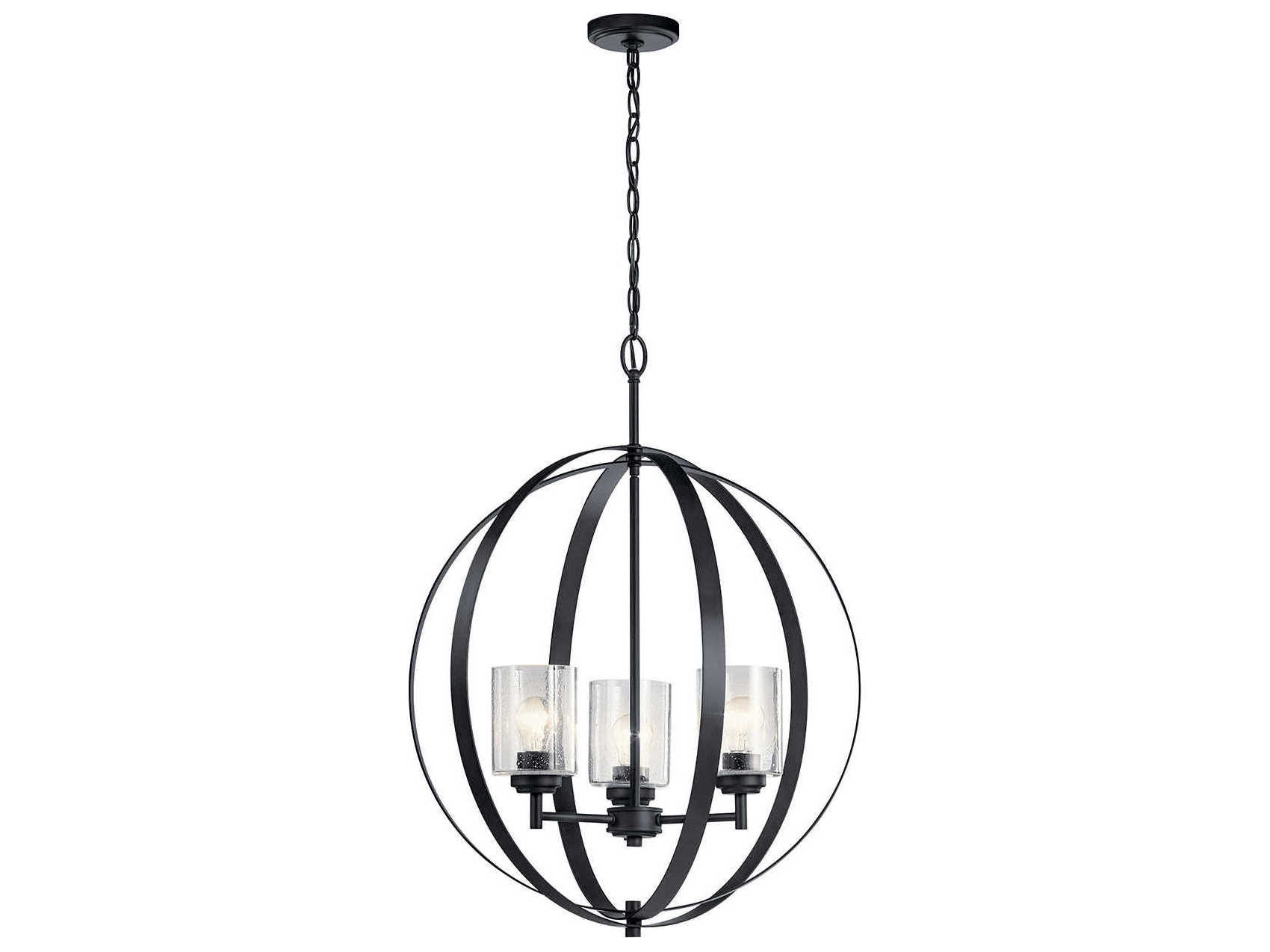 Kichler Winslow 3-Light Black Glass Candelabra Geometric Chandelier