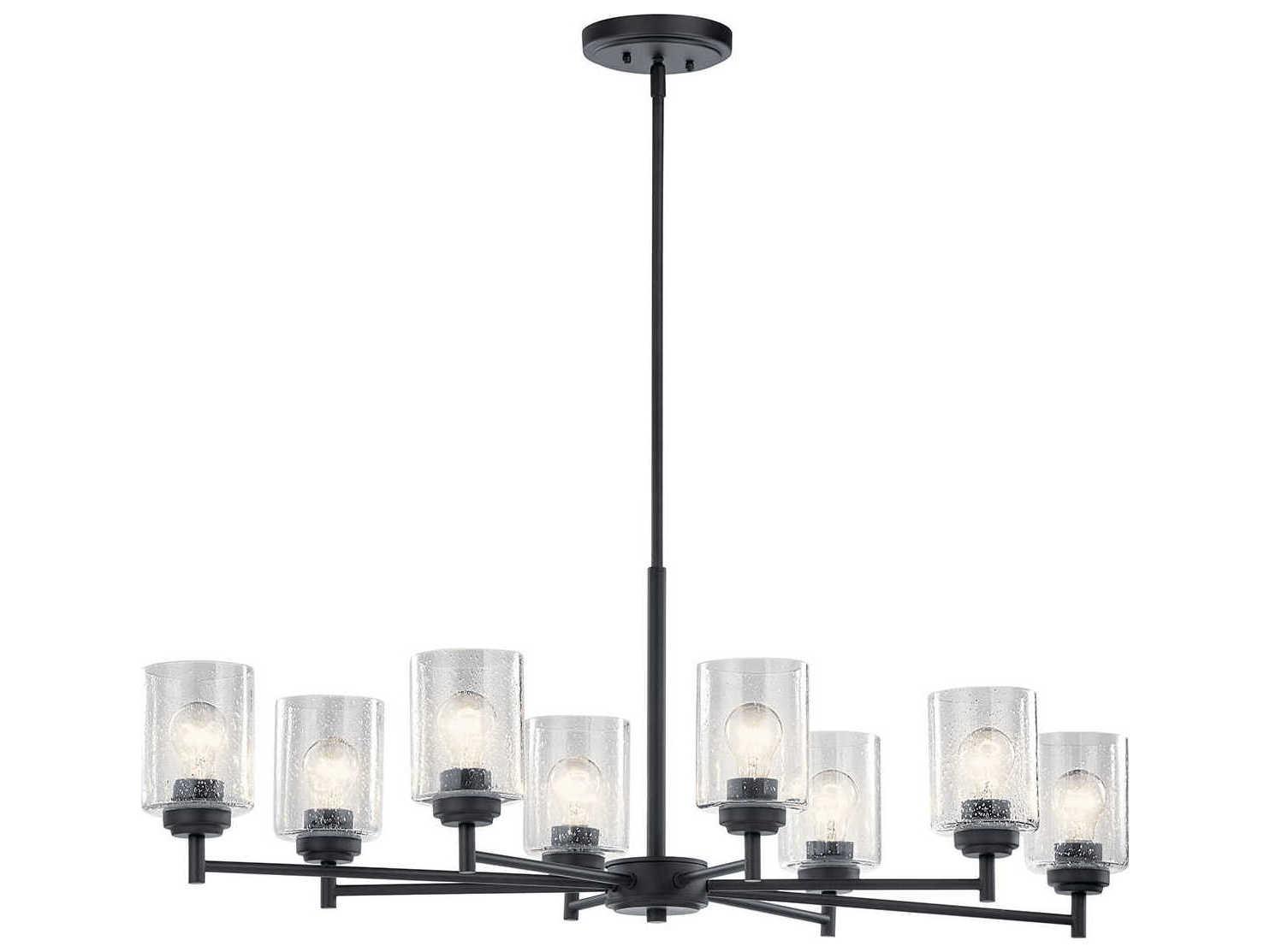 Kichler Winslow 8-Light Black Glass Cylinder Linear Island Pendant