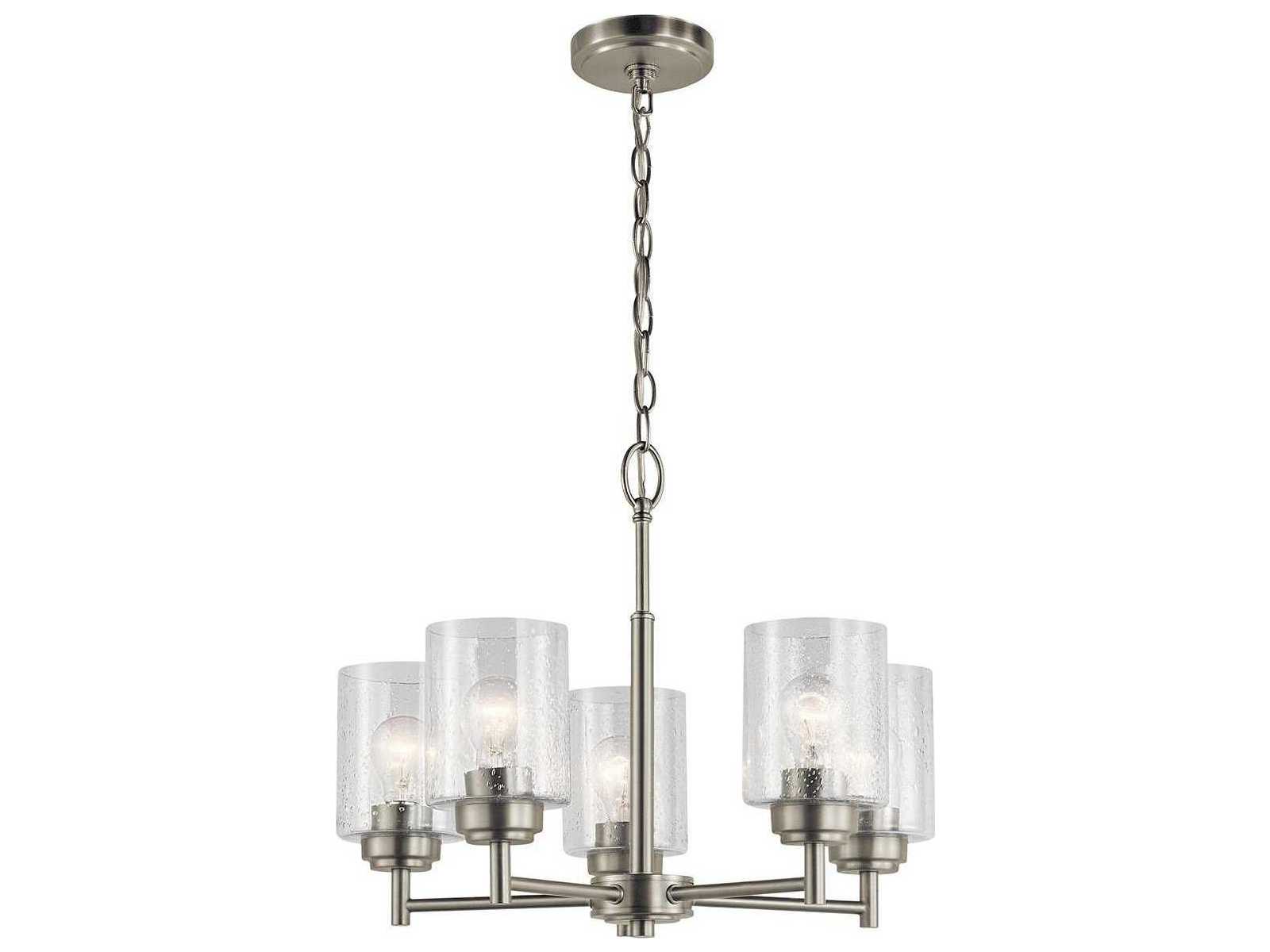 Kichler Winslow 5-Light Brushed Nickel Glass Cylinder Chandelier