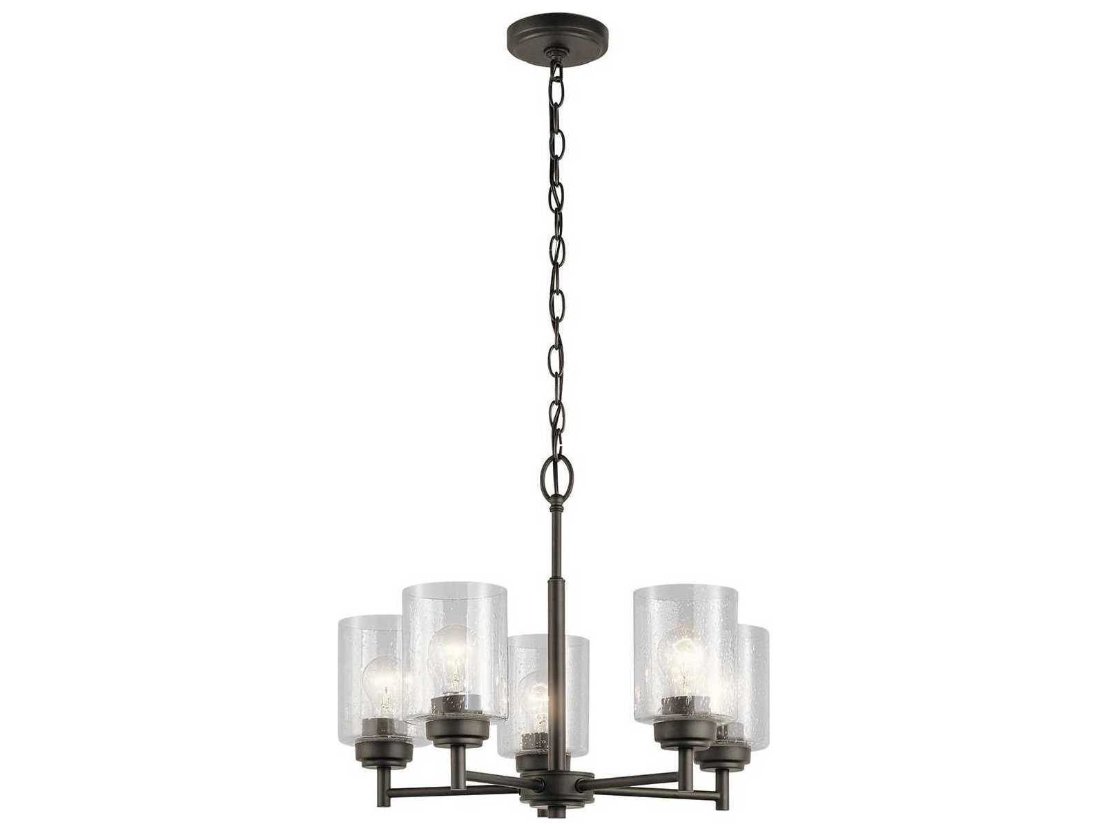 Kichler Winslow 5-Light Olde Bronze Glass Cylinder Chandelier