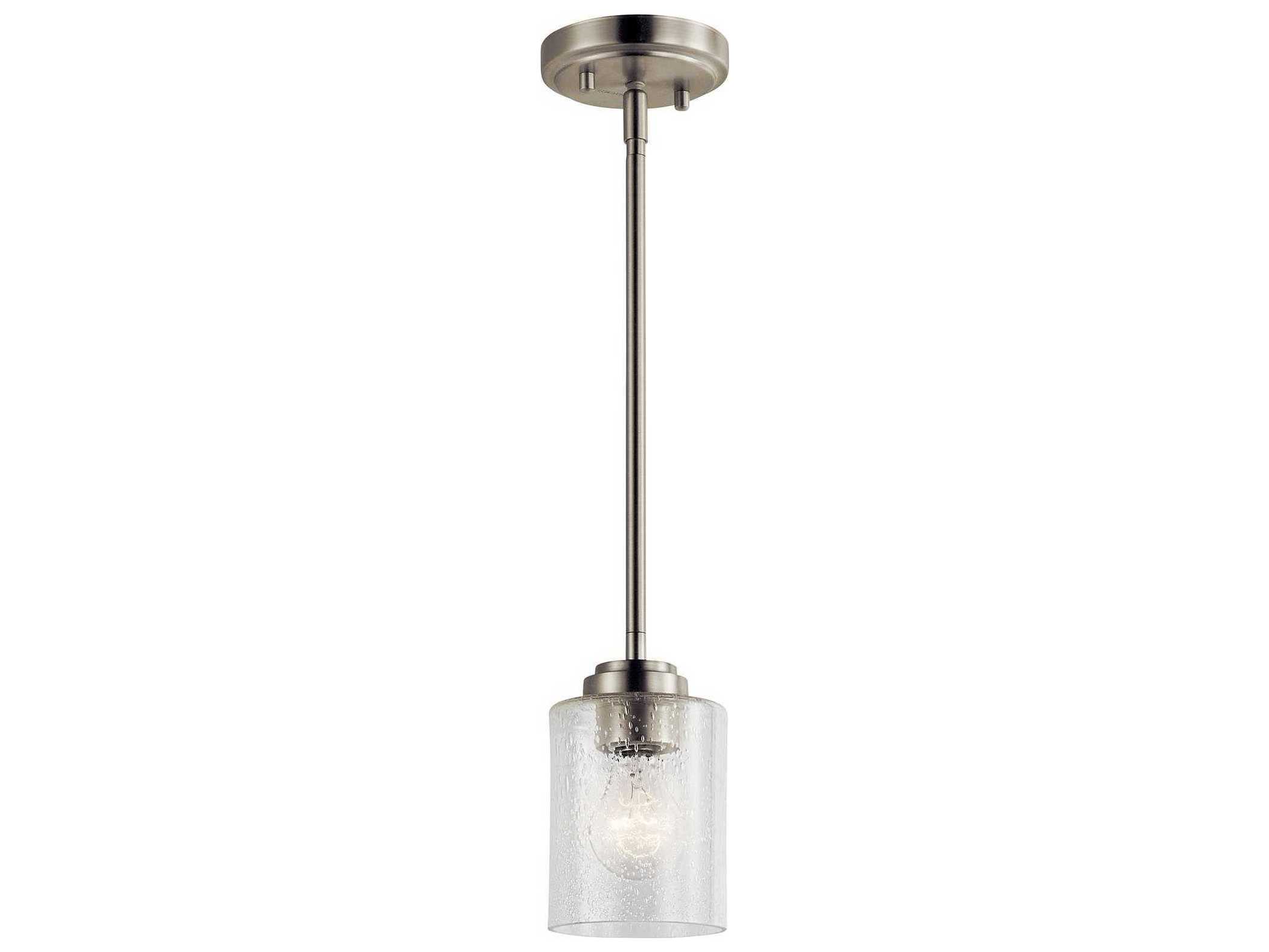 Kichler Winslow 1-Light Brushed Nickel Glass Cylinder Mini Pendant