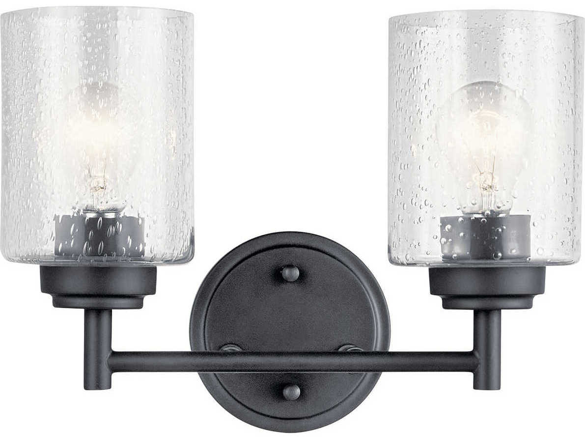 Kichler Winslow 2-Light Black Glass Vanity Light